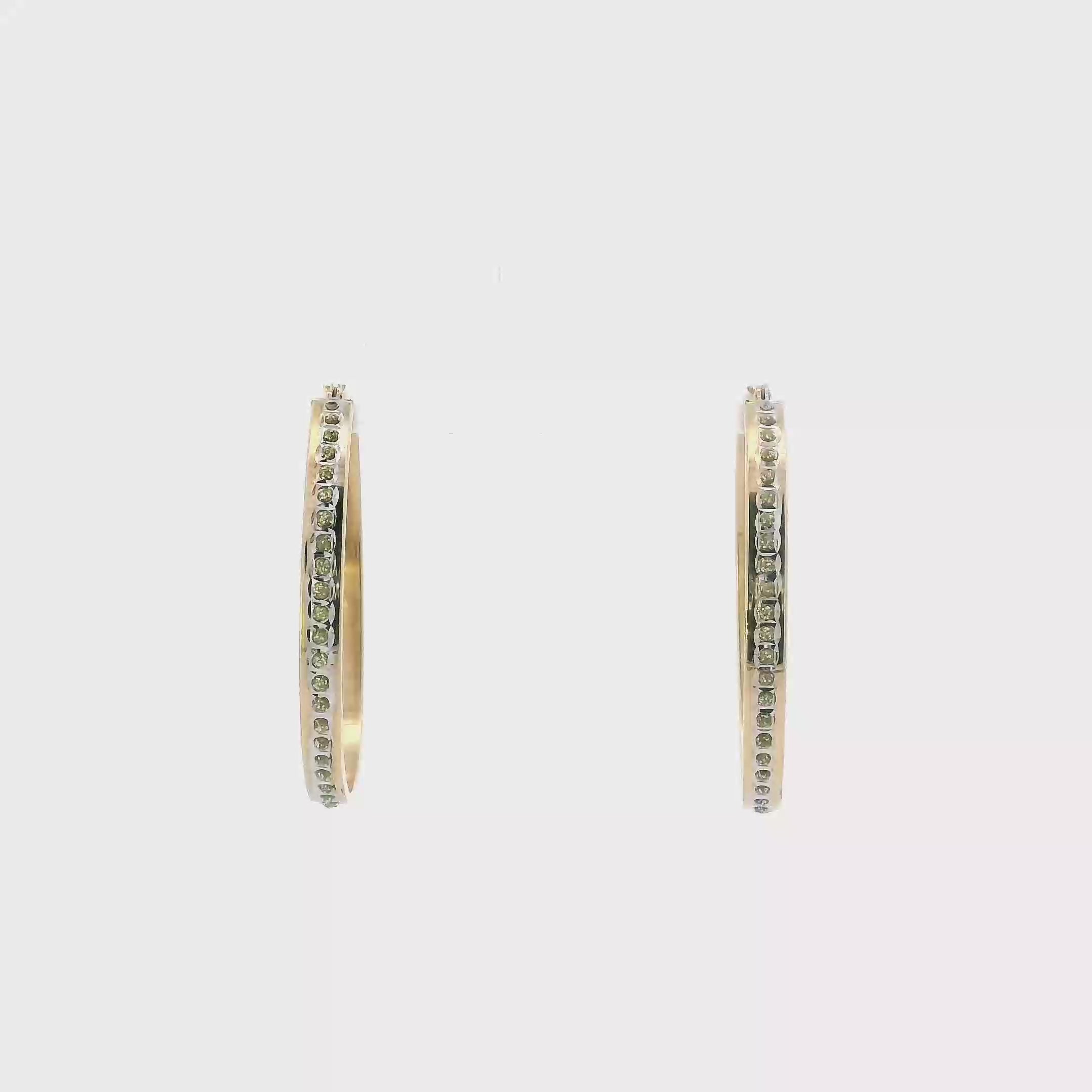 14K Yellow Gold Illusion Oval Hoop Earrings