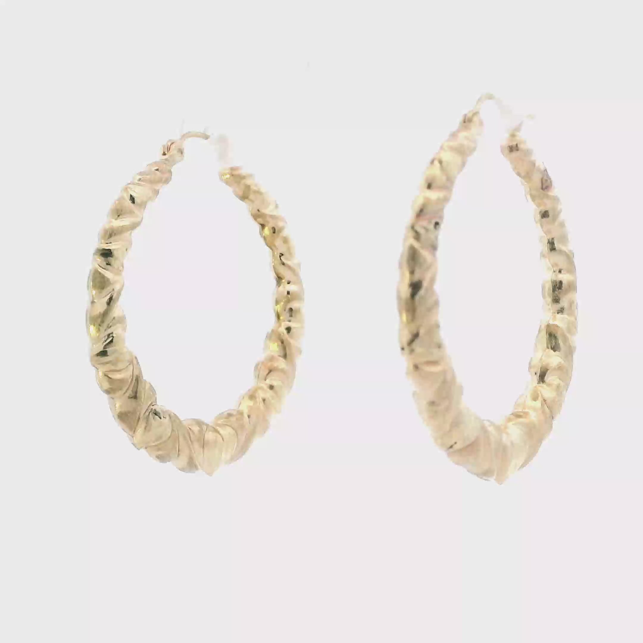 10K Yellow Gold Xo Heart Bamboo Earrings