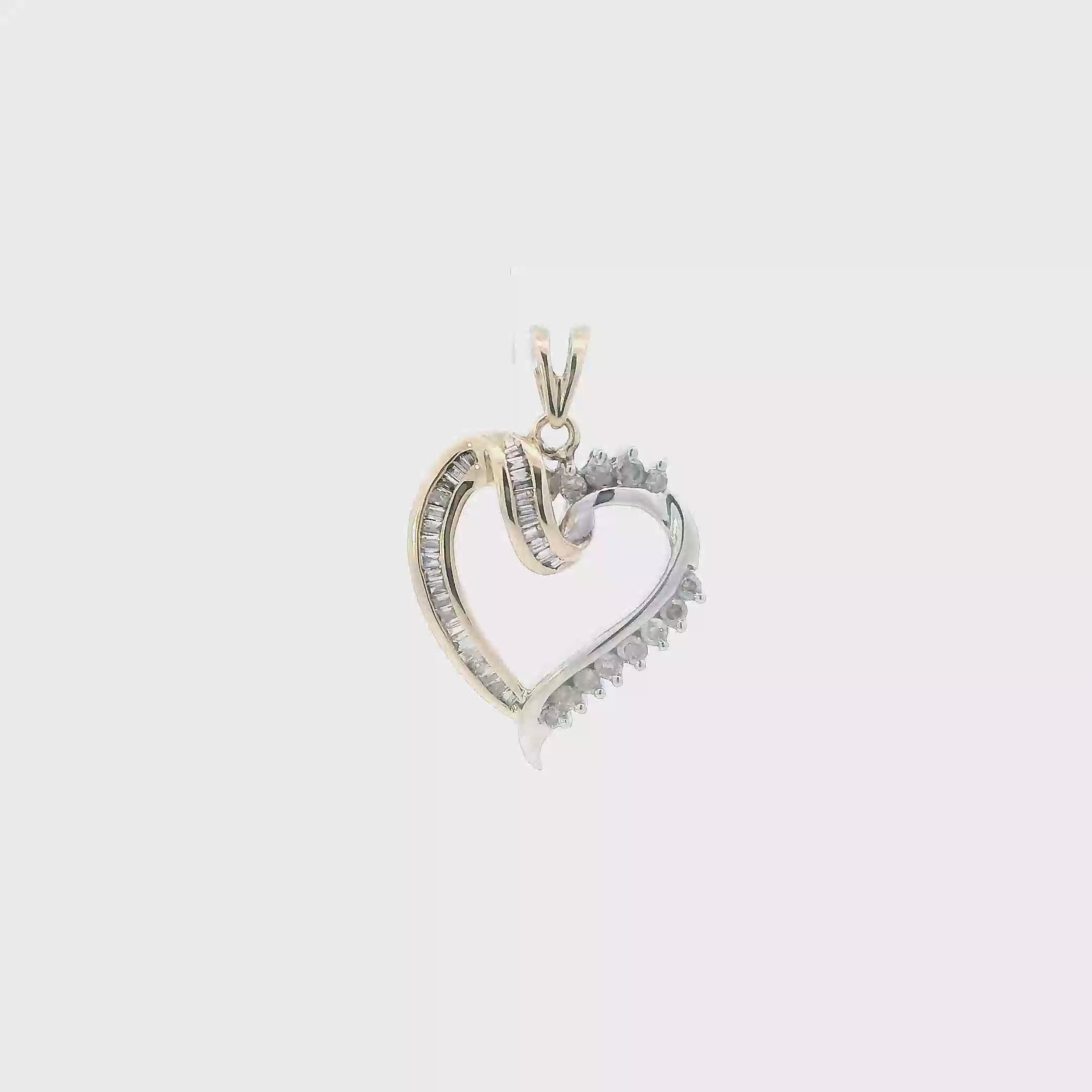 10K Yellow & White Gold Diamonds Heart Pendant - 0.30ct