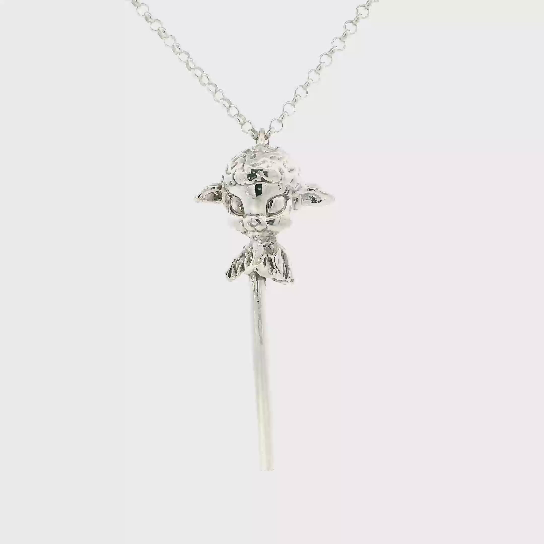 Silver Anomally Lamb Lollipop Pendant & 20