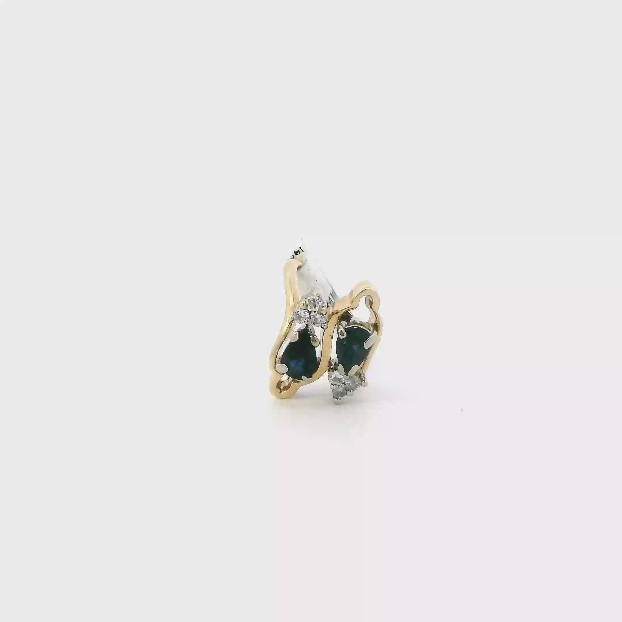 14K Yellow Gold Sapphire & Diamond Women's Ring -0.22ct