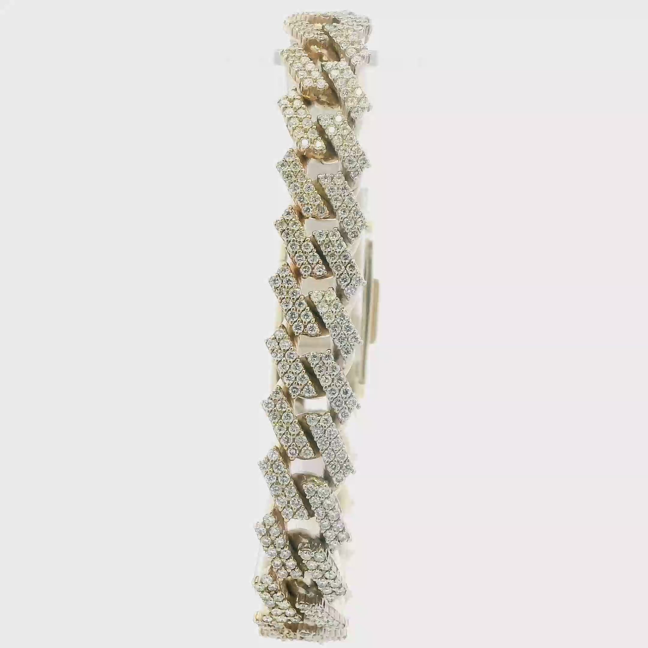 10K Yellow & White Gold Diamonds Curb Link Bracelet - 6.51ct