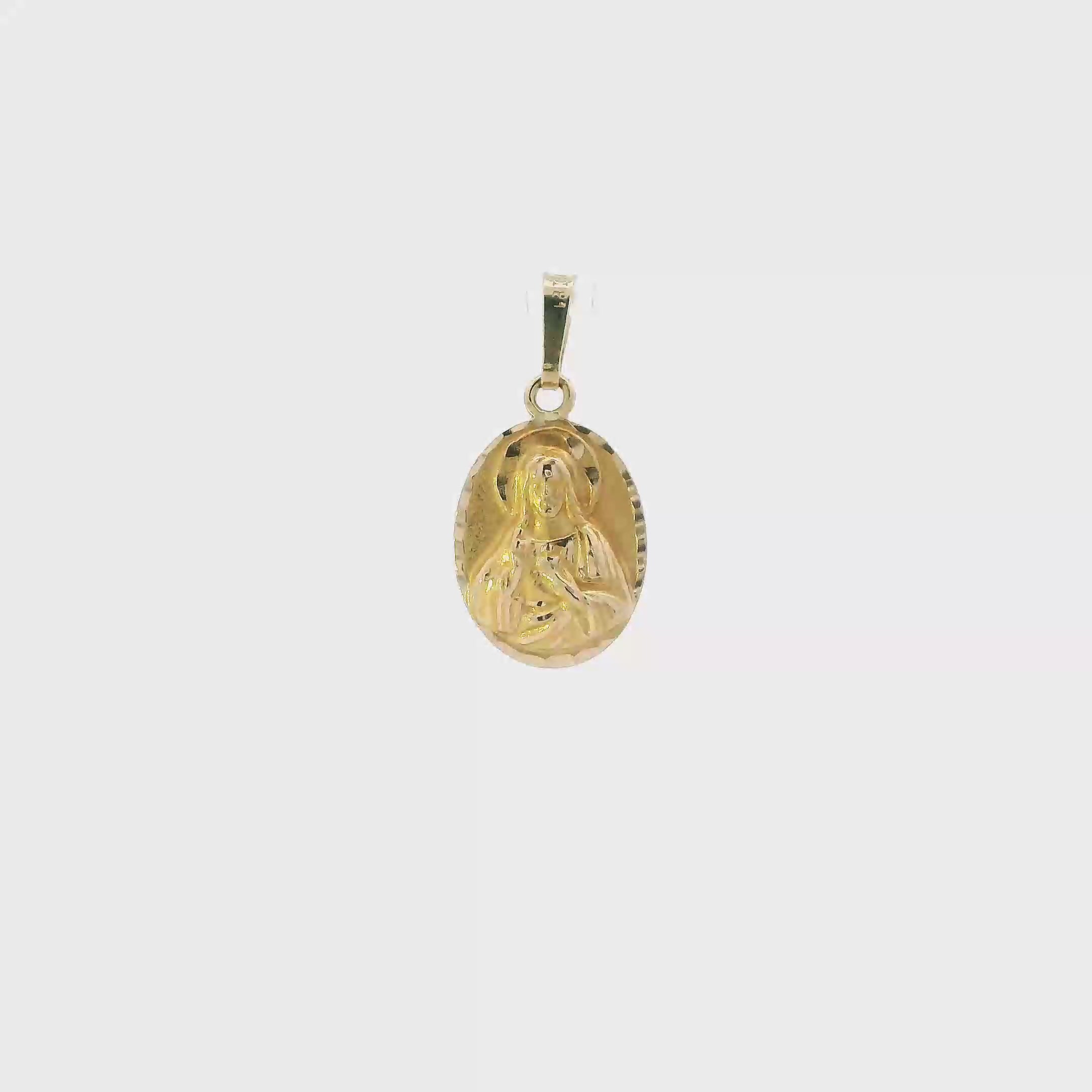14K Yellow Gold Oval Double Sided Religious Pendant