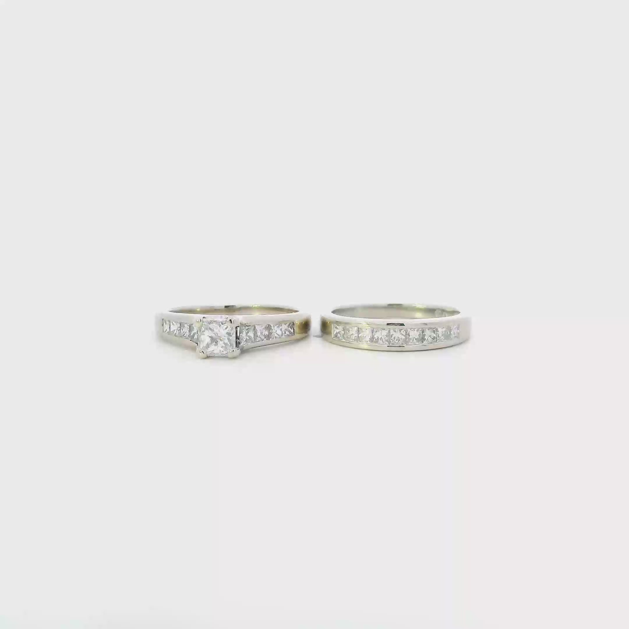 14K White Gold Diamond Womens Engagement & Wedding Ring Set - 2.25ct