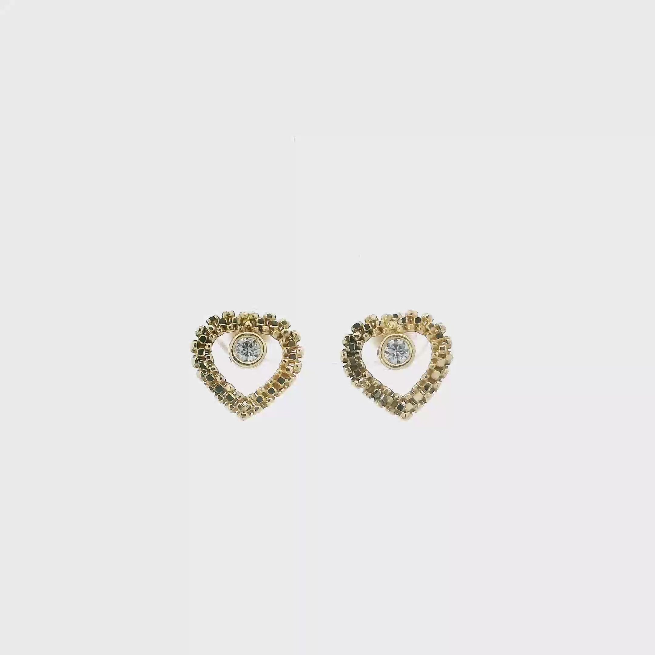 10K Yellow Gold Rolex Heart Stud Earrings