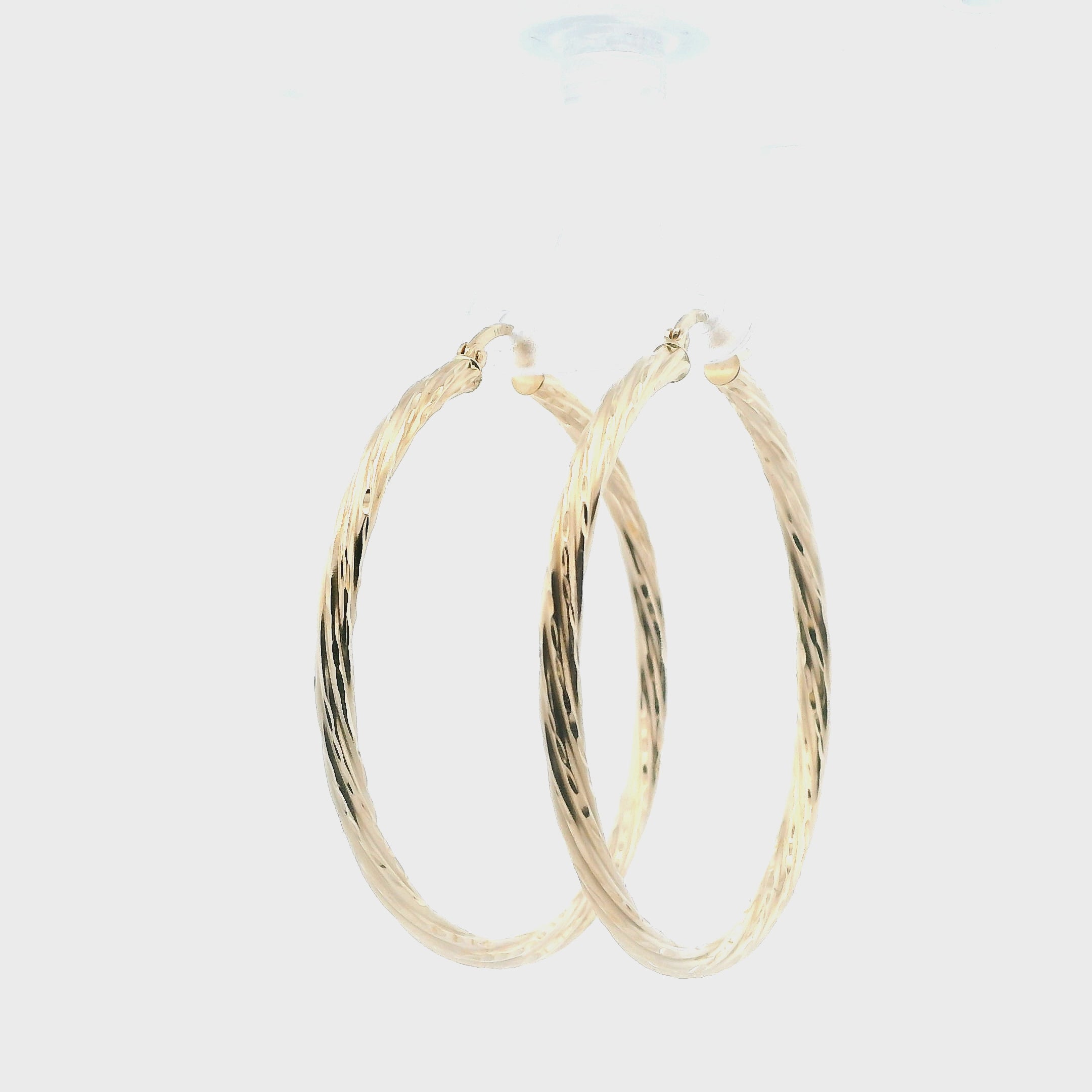 14K Yellow Gold DC Twisted Hoop Earrings
