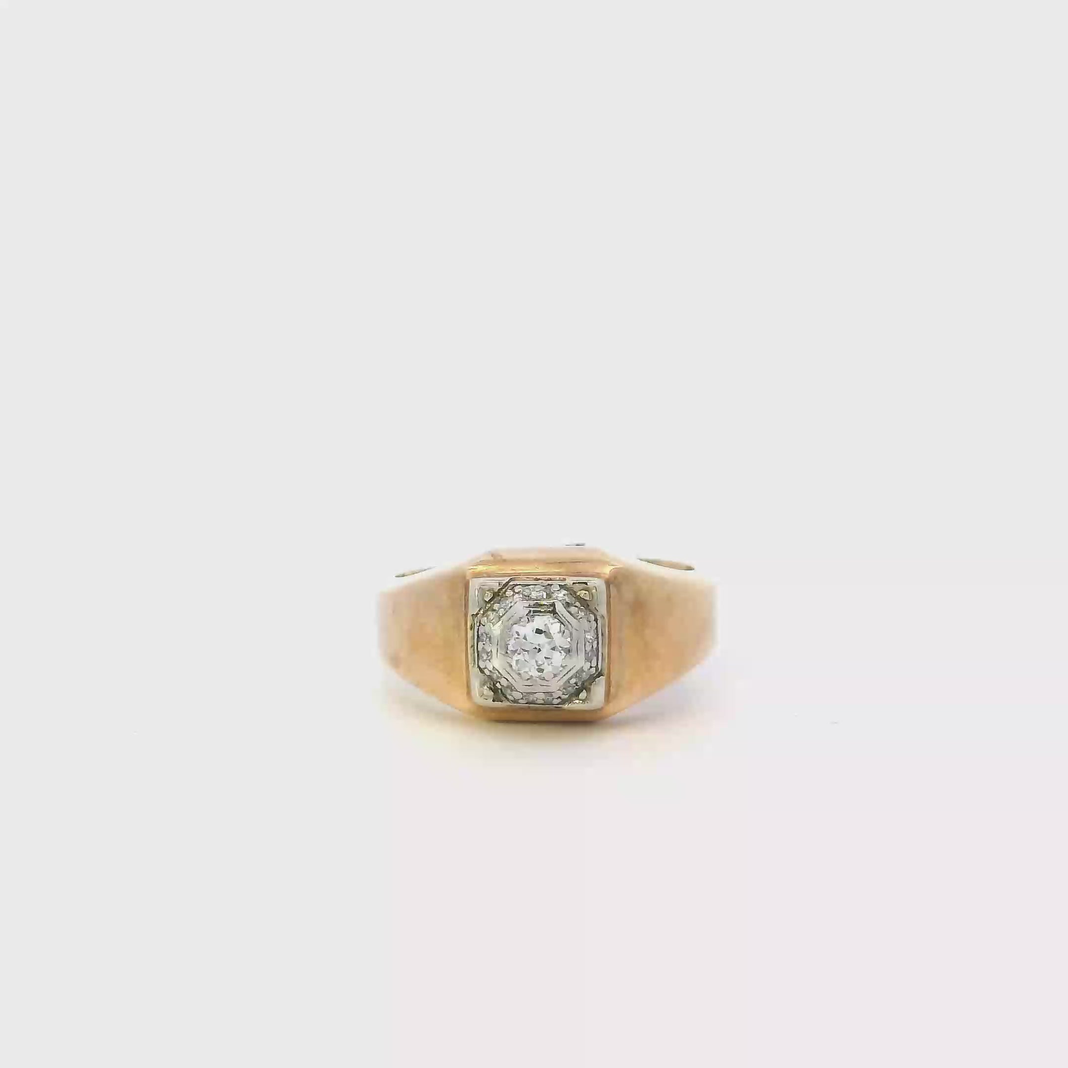 14K Yellow Gold Diamond Men's Ring - 0.32ct