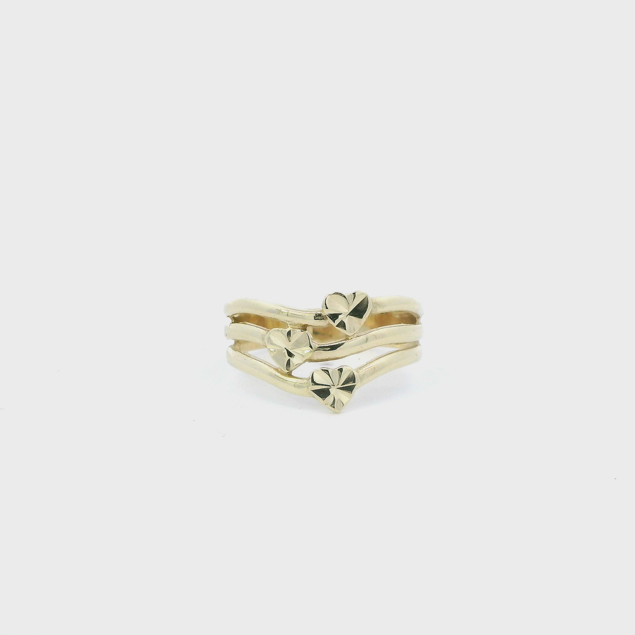 14K Yellow Gold Layered Heart Ring
