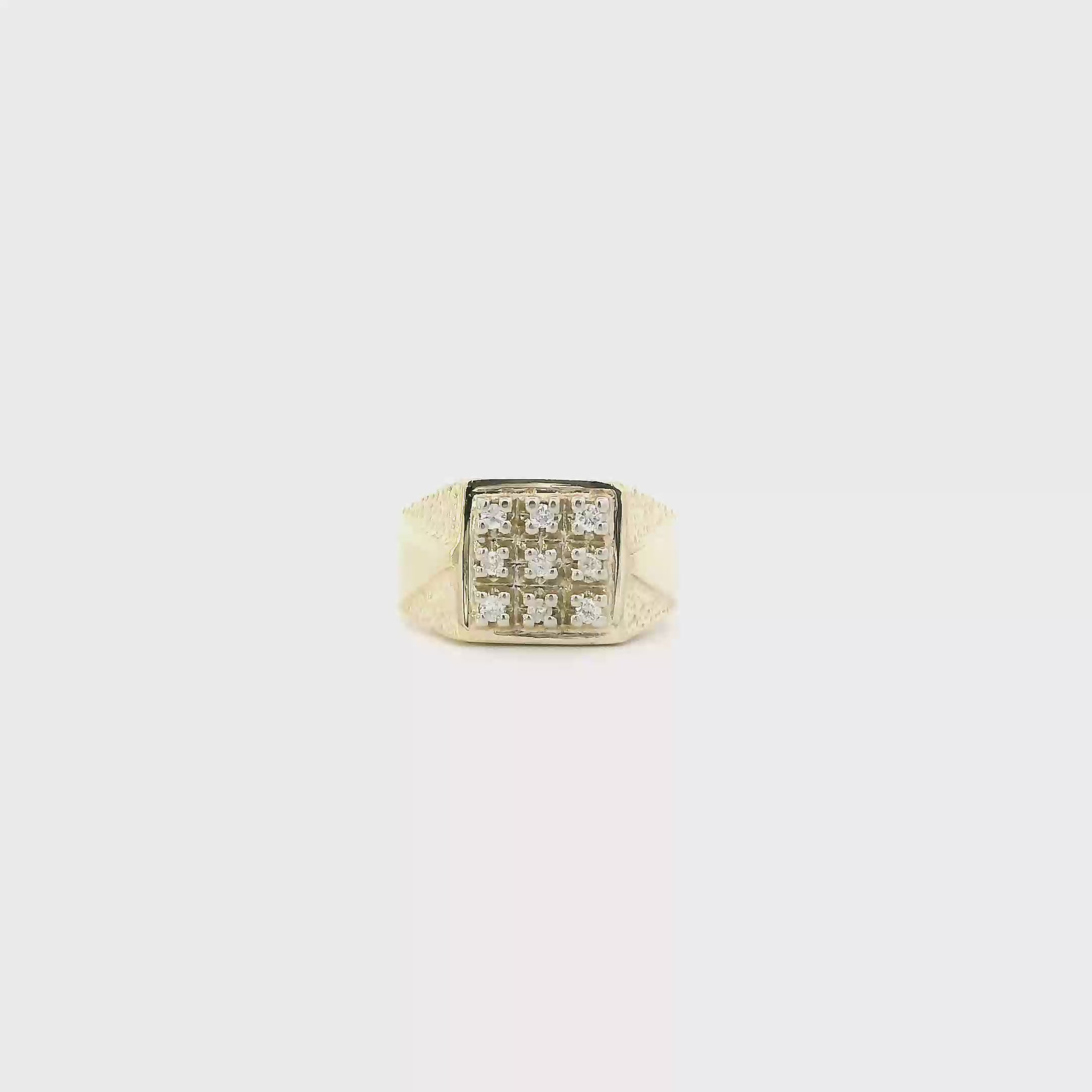 14K Yellow Gold Diamond Mens Ring - 0.19ct