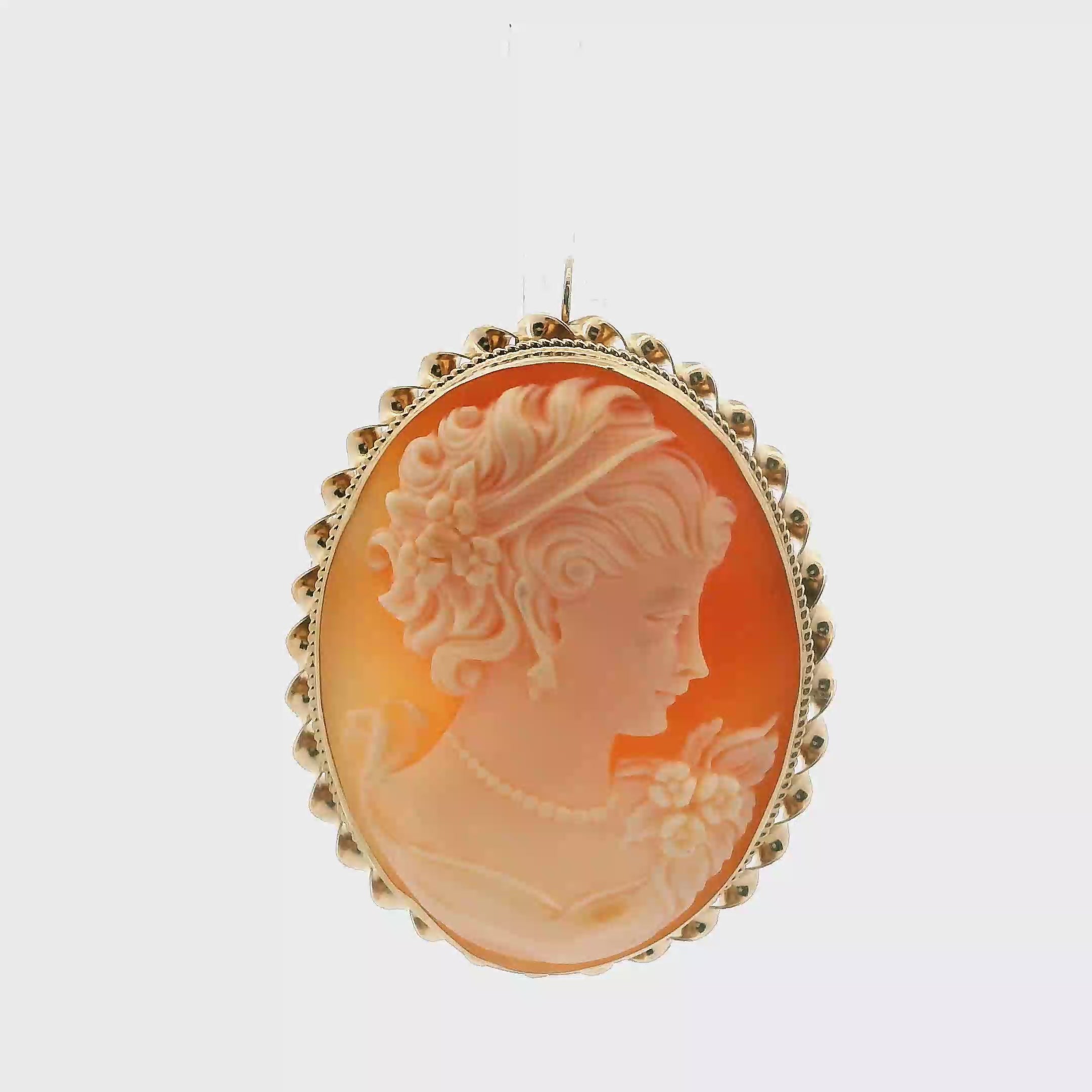10K Yellow Gold Vintage Cameo Brooch & Pendant