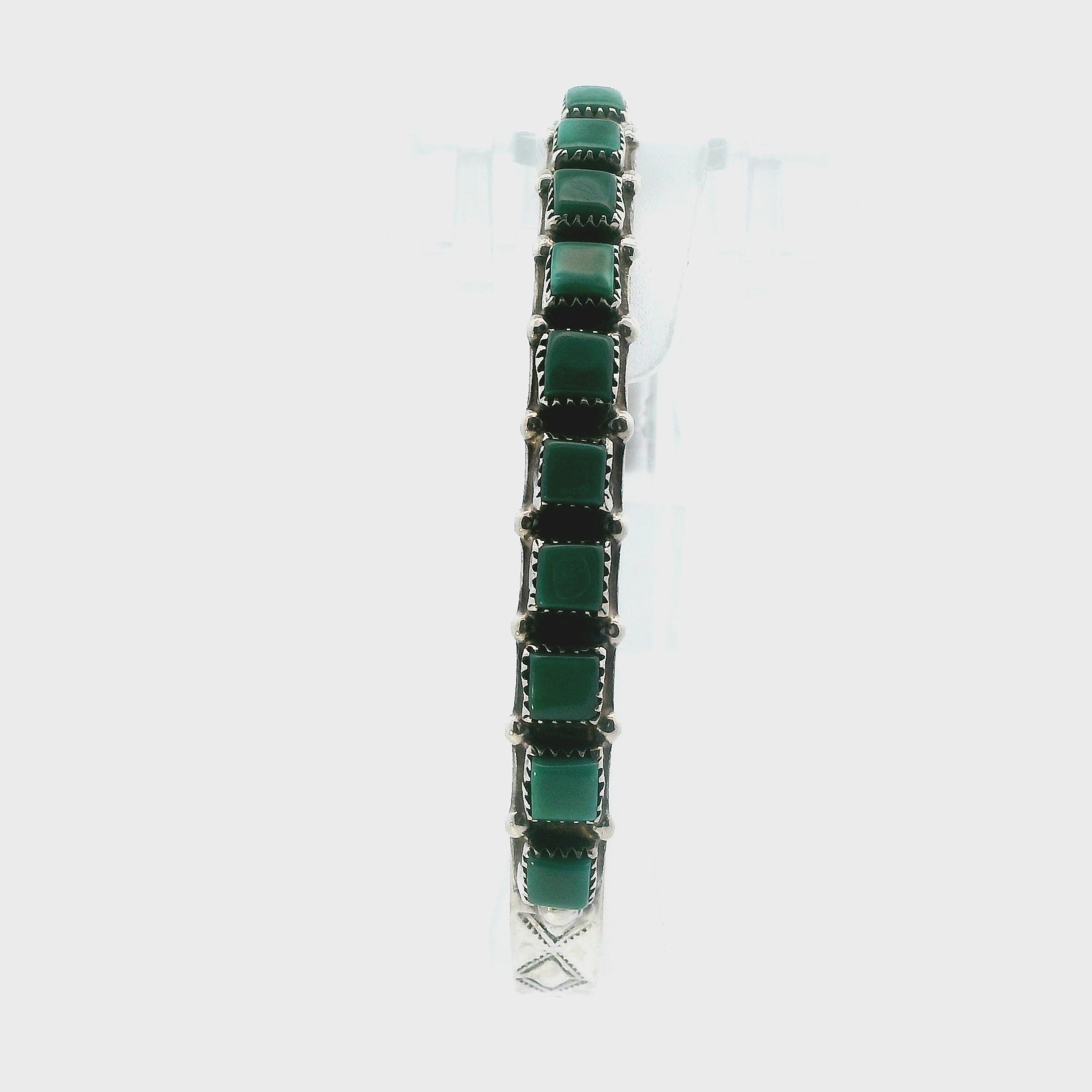 Sterling Silver Green Turquoise Navajo Bracelet