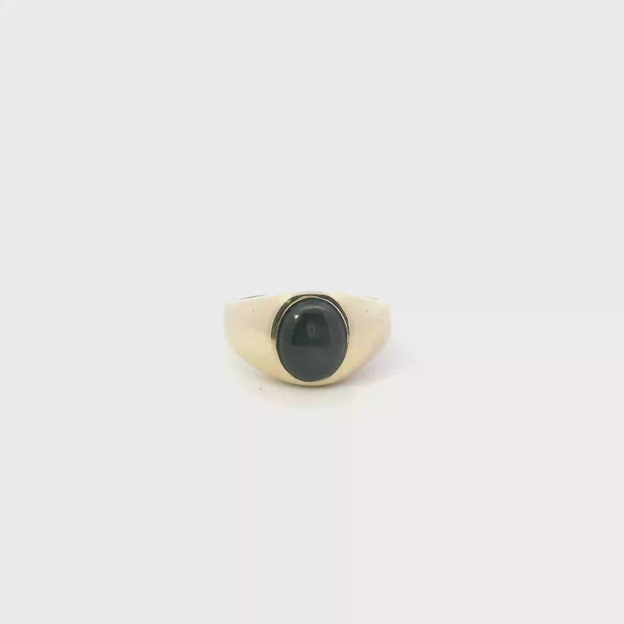 14K Yellow Gold Black Star Sapphire Womens Ring