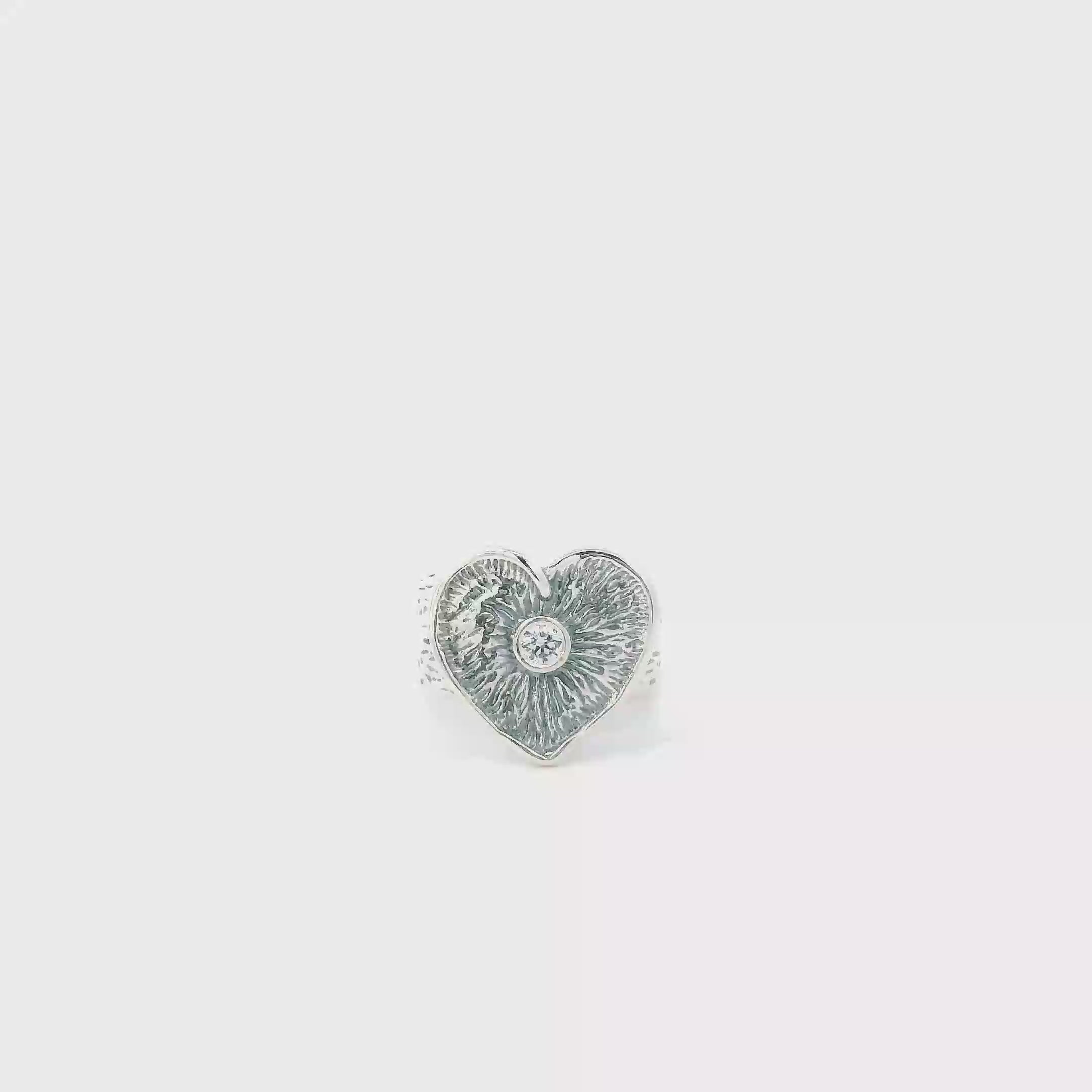 Sterling Silver Flaming Heart Womens Ring