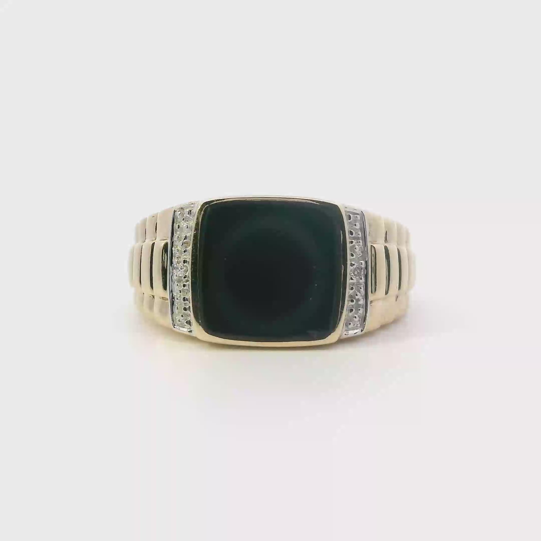 10K Yellow Gold Black Onyx Rolex Ring