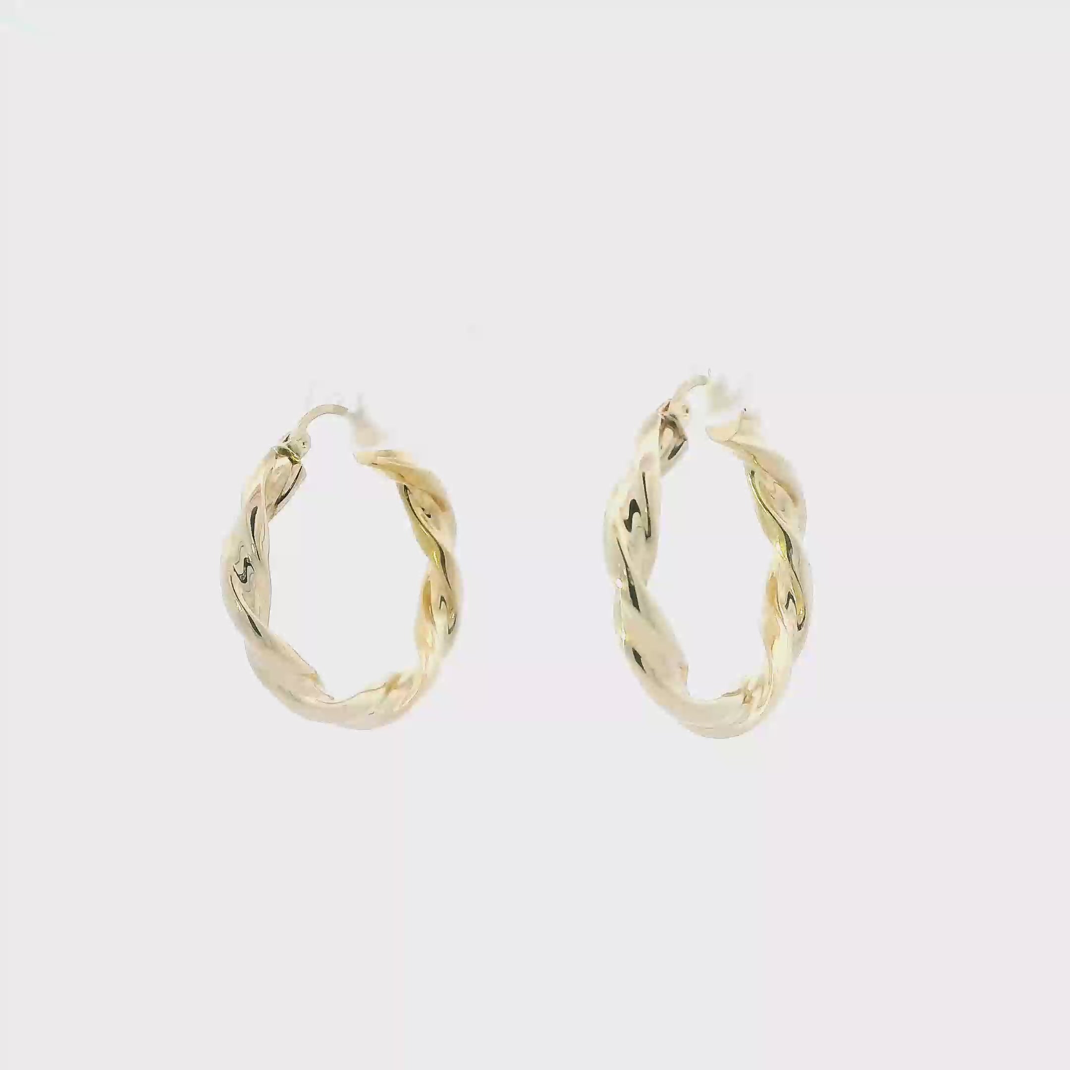 14K Yellow Gold Twisted Hoop Earrings