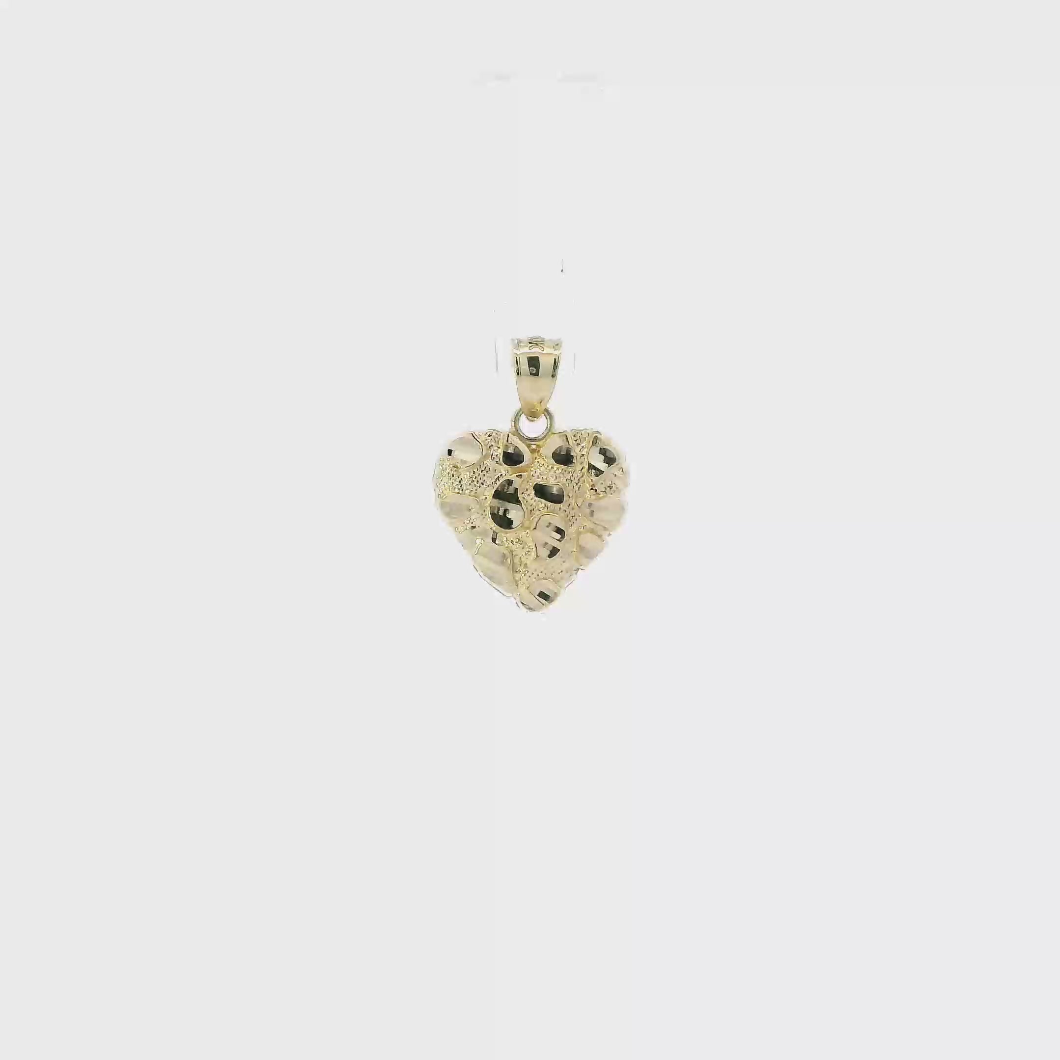 10K Yellow Gold Nugget Heart Pendant