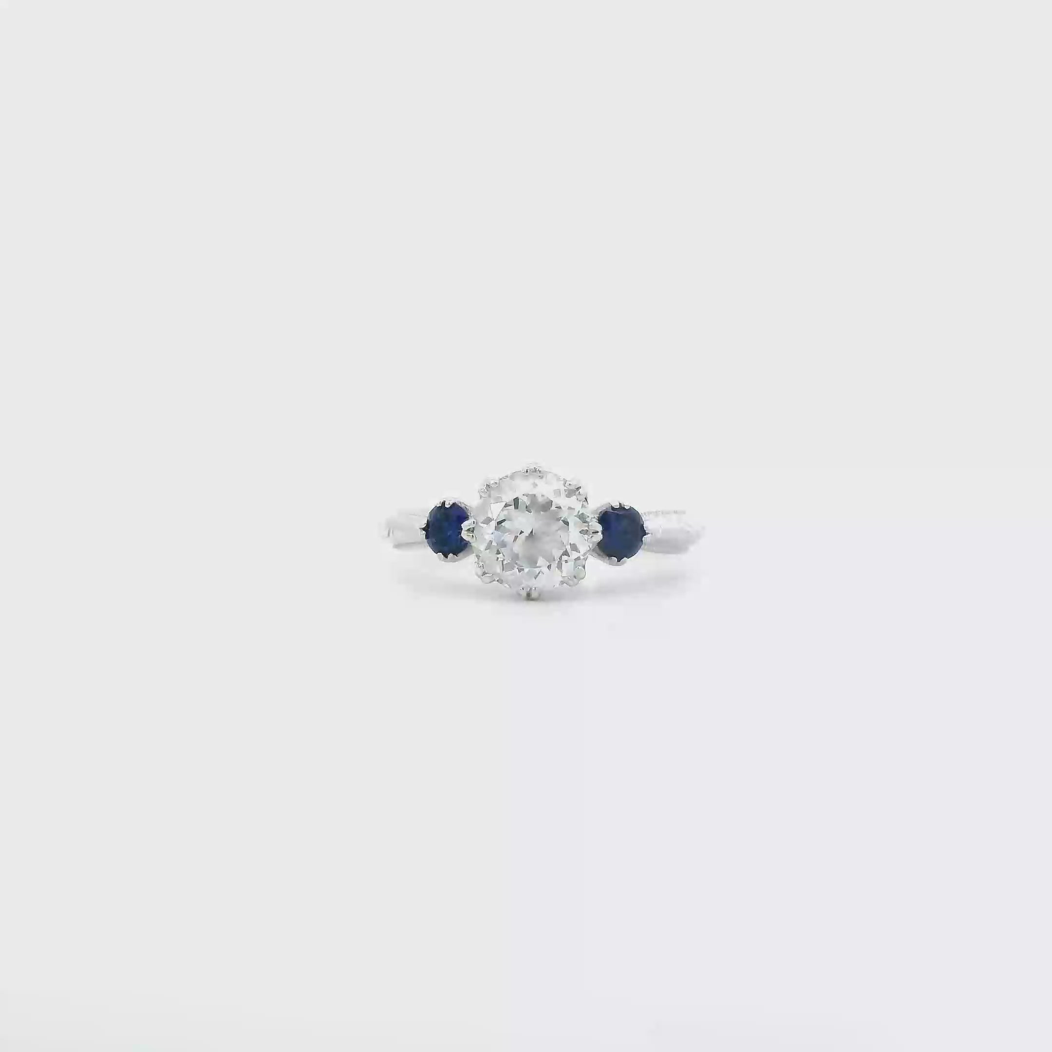 Sterling Silver Tacori Cz & Sapphire Womens Ring