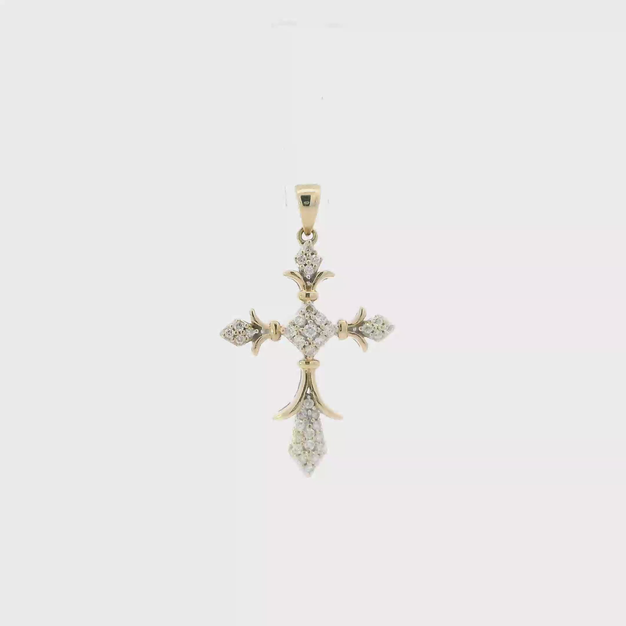 10K Yellow Gold Diamond Cross Pendant - 0.23ct