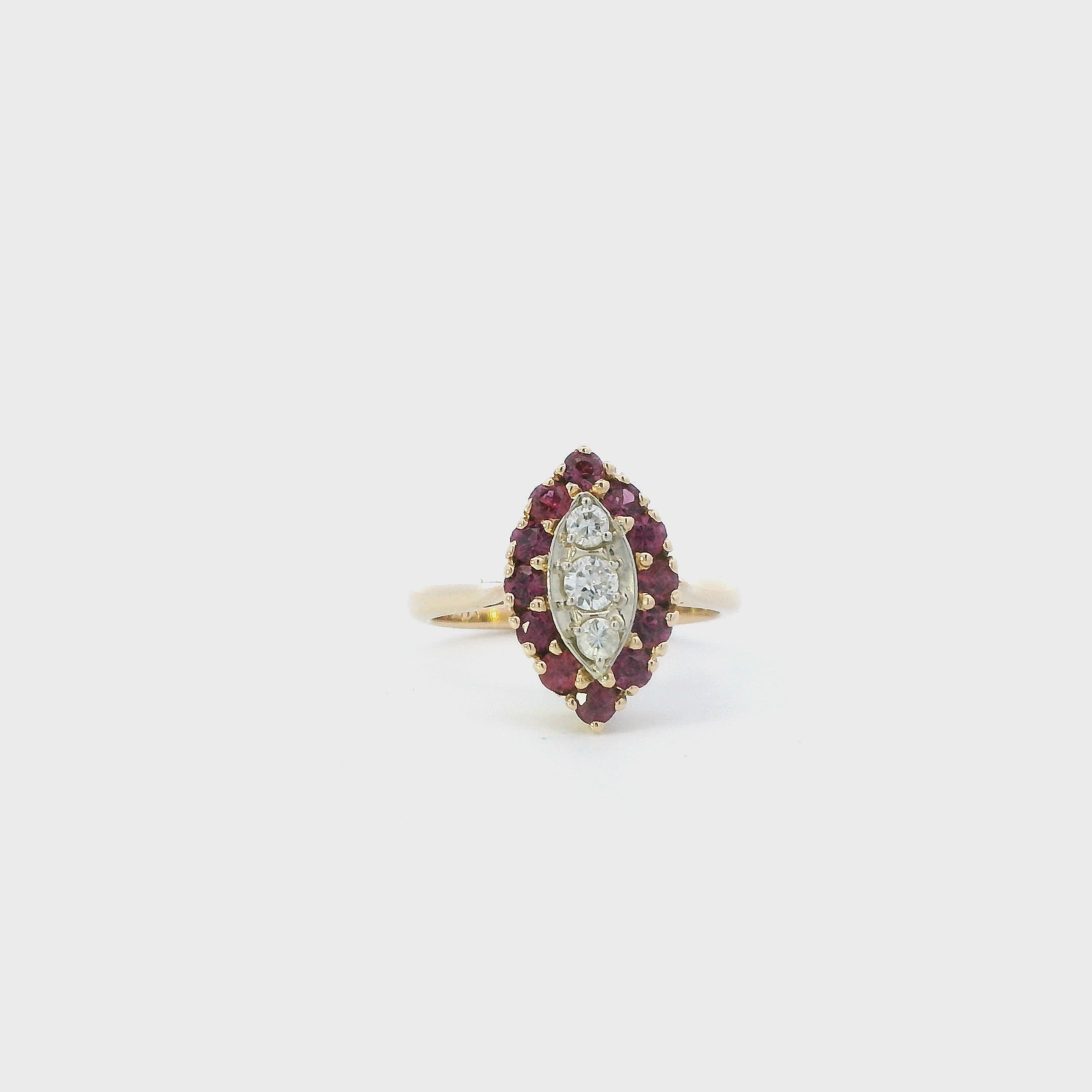 14K Yellow Gold Diamond & Ruby Womens Ring - 0.19ct