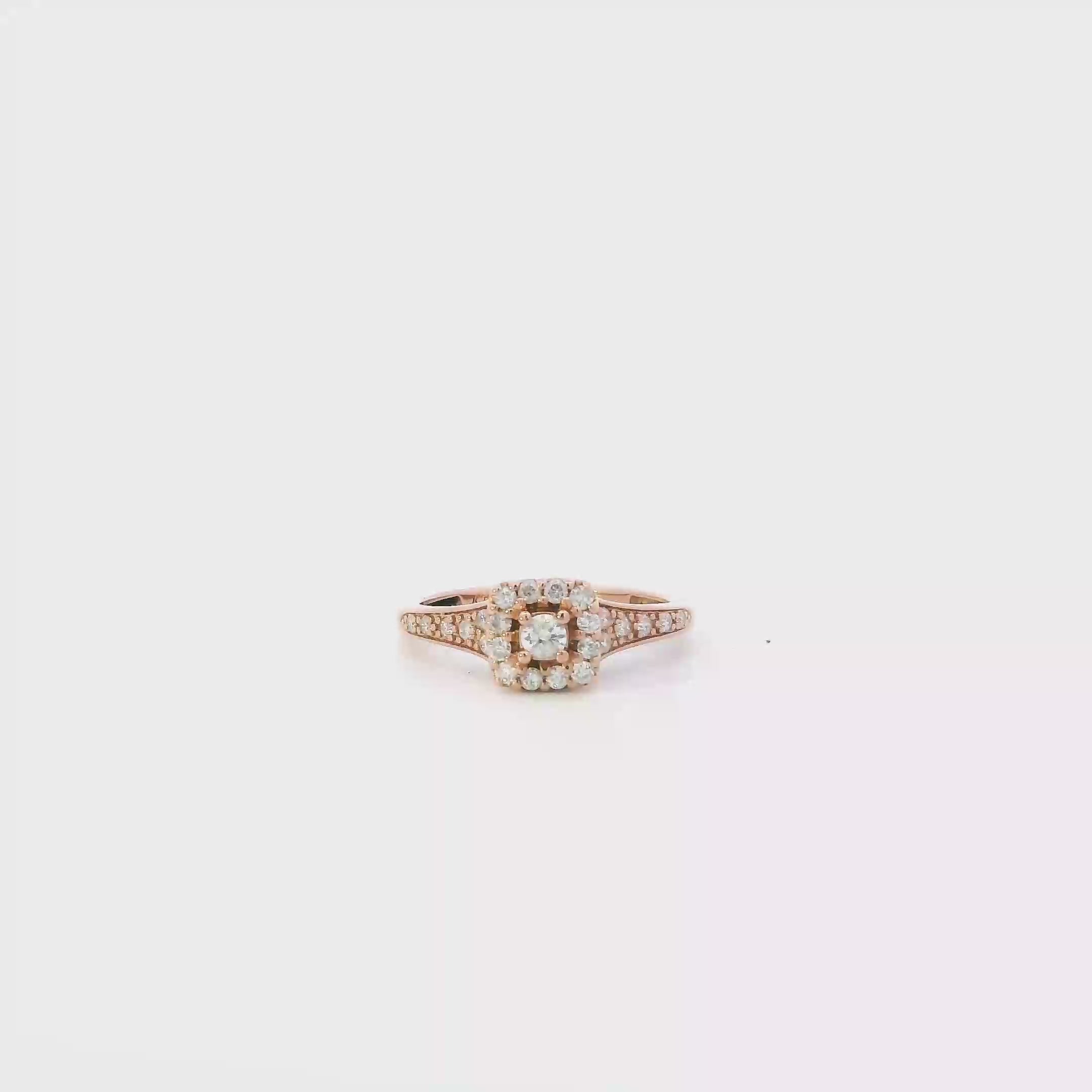 14K Rose Gold Diamond Womens Ring - 0.32ct