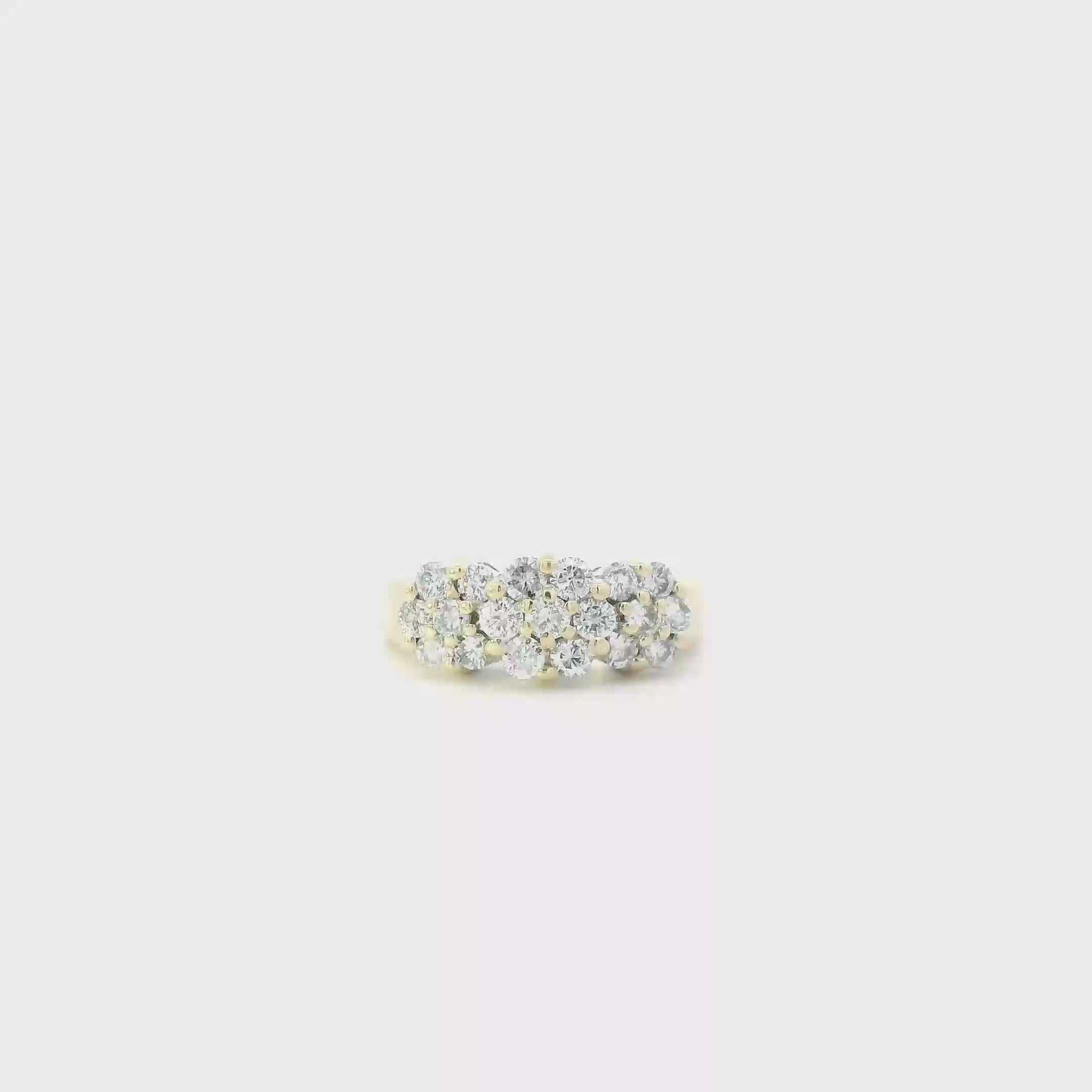 14K Yellow Gold Diamond Flower Cluster Womens Ring - 0.95ct