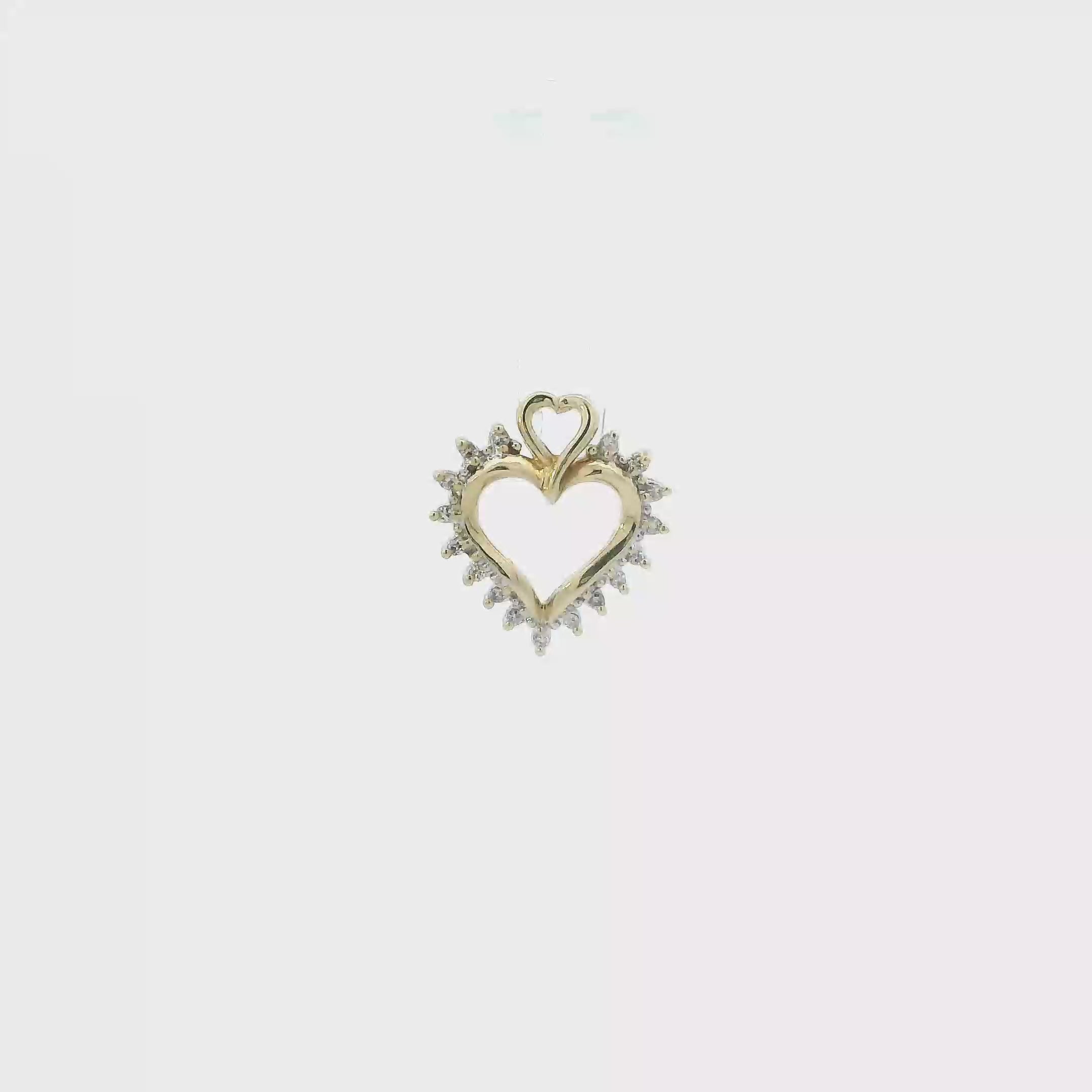 10K Yellow Gold Diamond Heart Pendant - 0.11ct