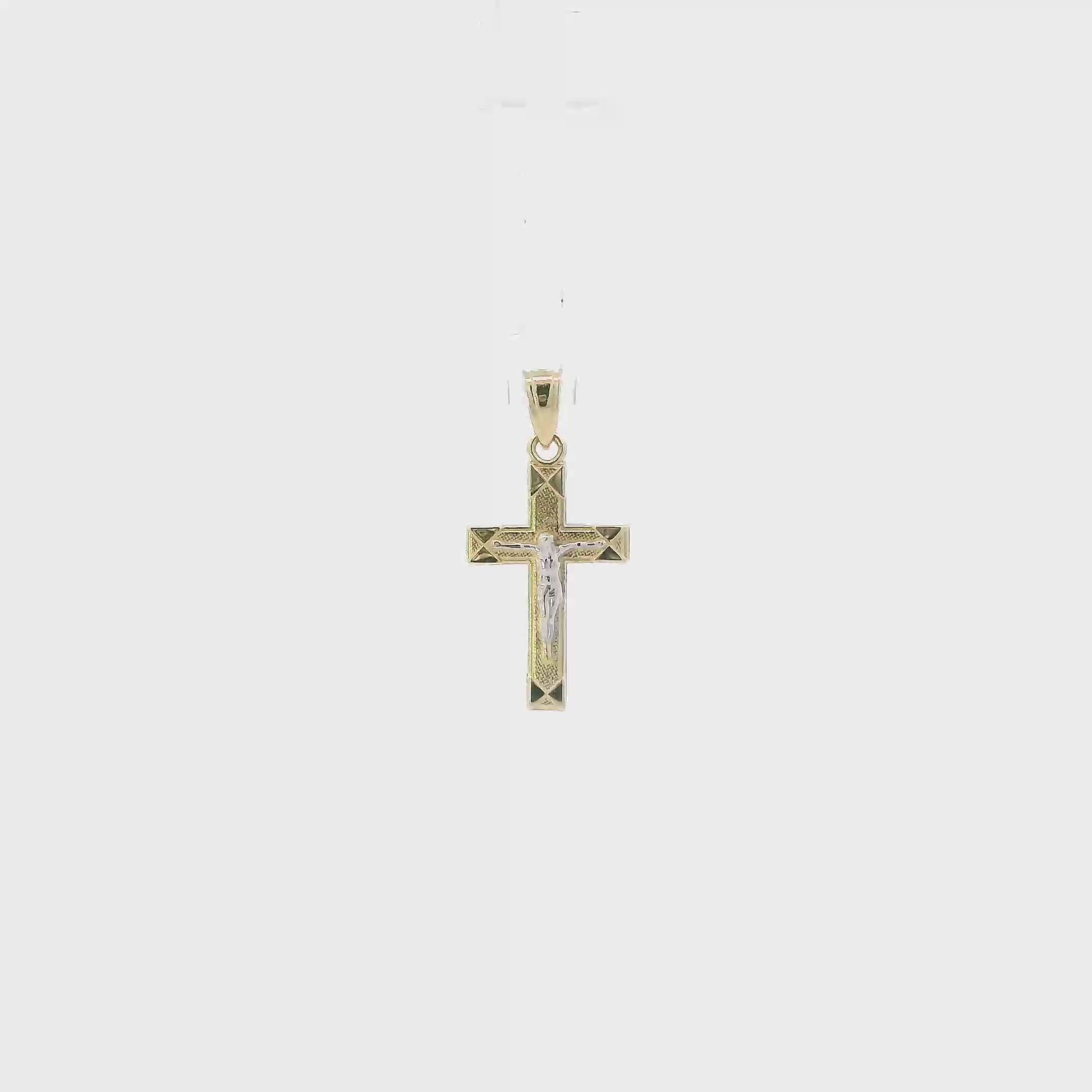 10K Yellow & White Gold Crucifix Pendant
