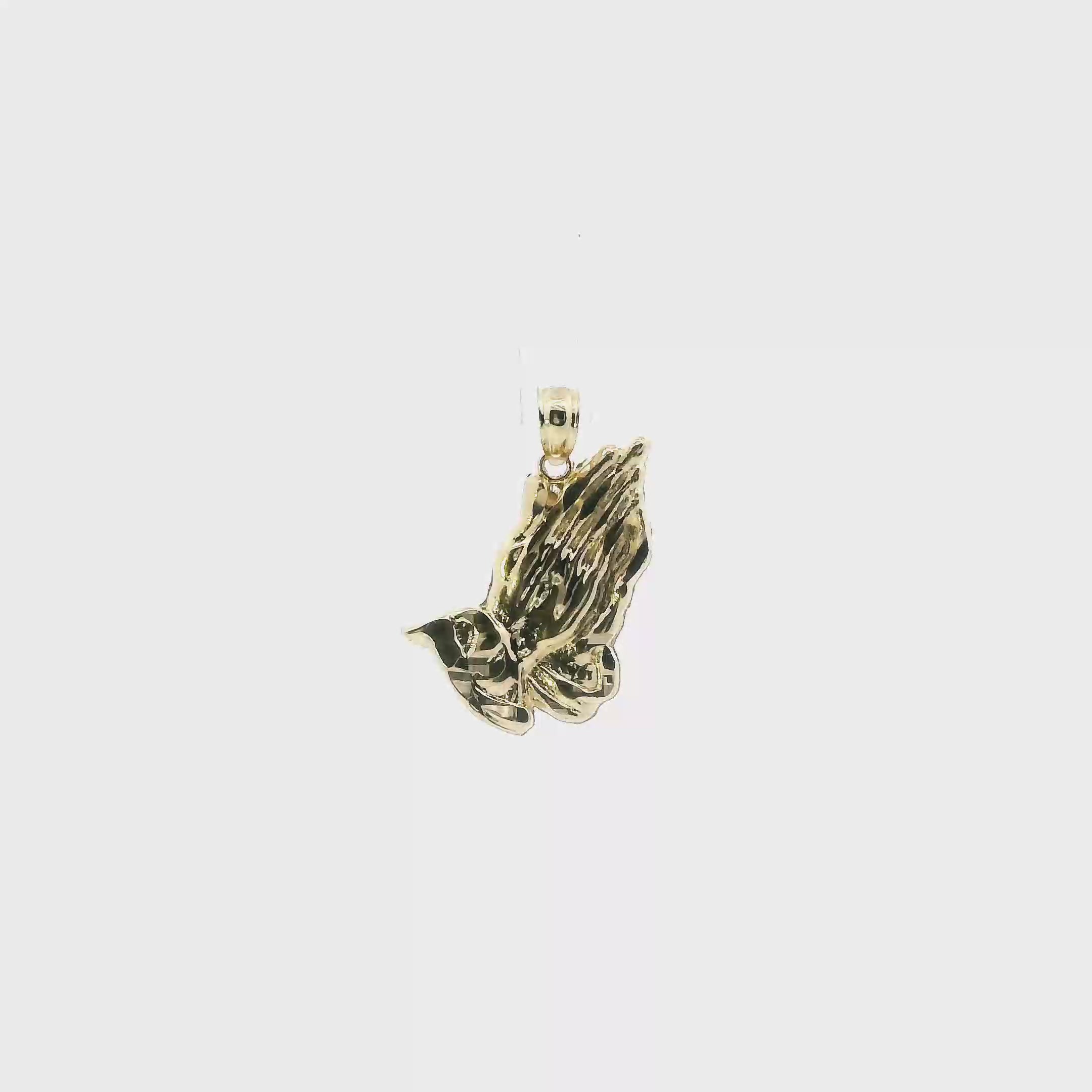 10K Yellow Gold Praying Hands Pendant