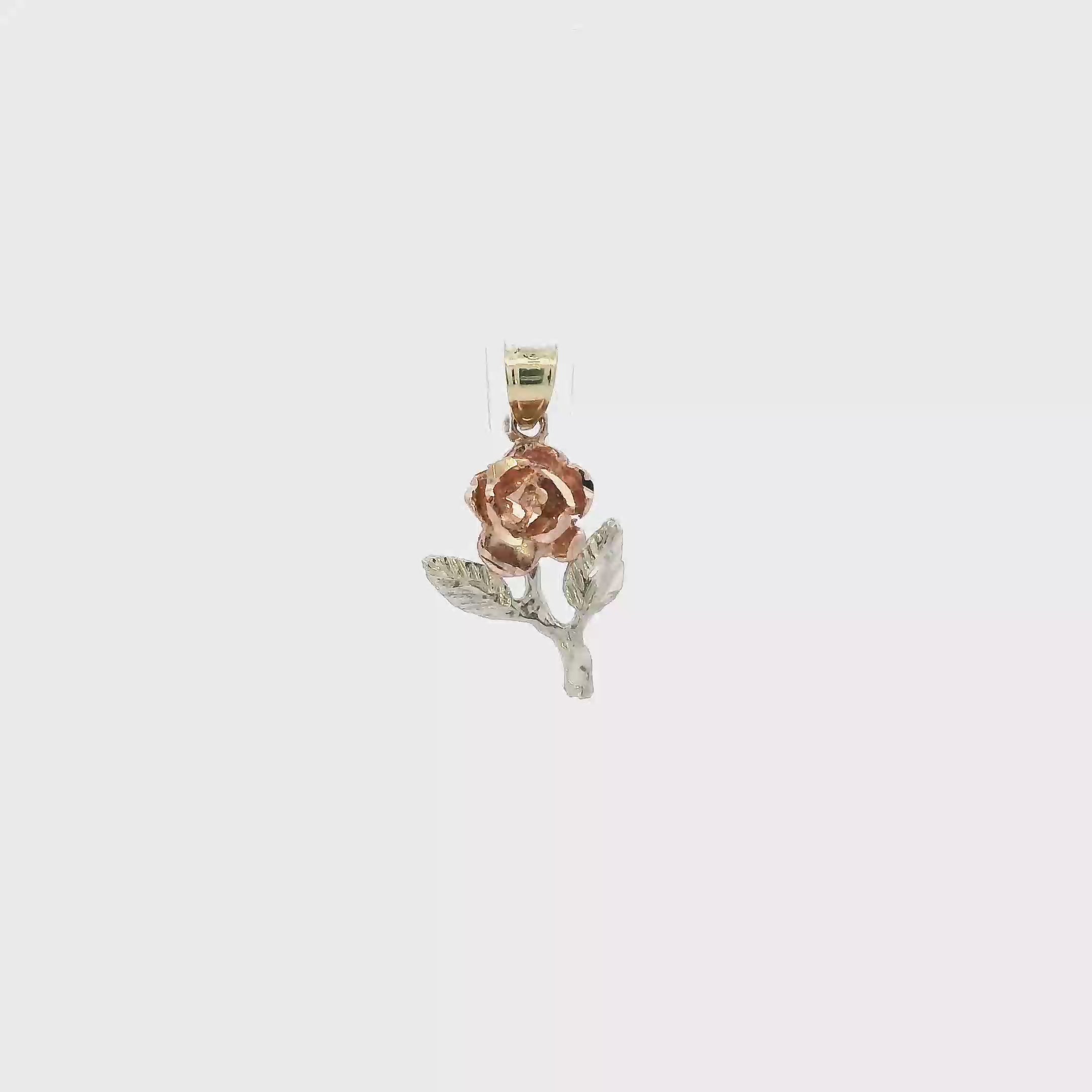 10K Yellow & Rose Gold Diamond Cut Rose Pendant