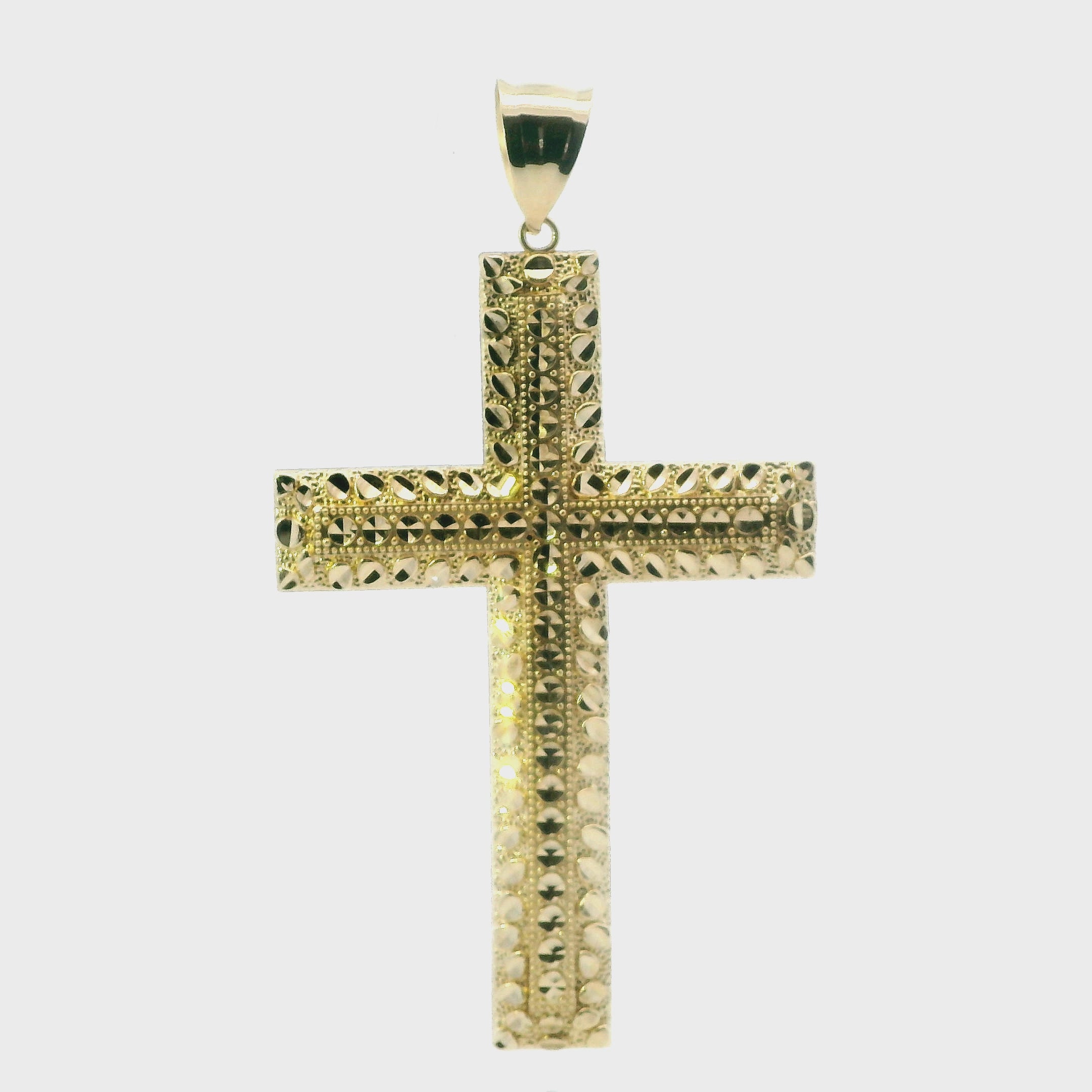 10K Yellow Gold Nugget Cross Pendant
