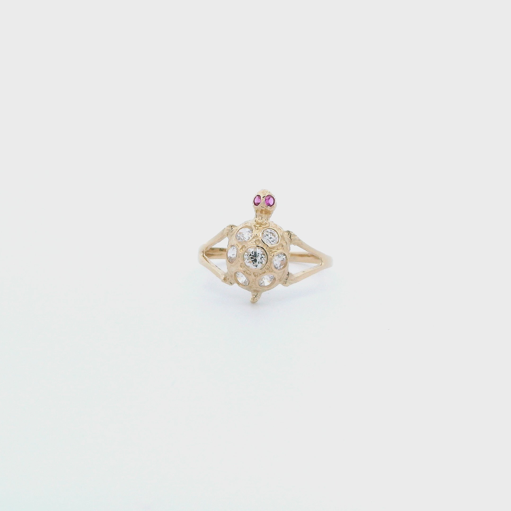 14K Cubic Zirconia Womens Turtle Ring