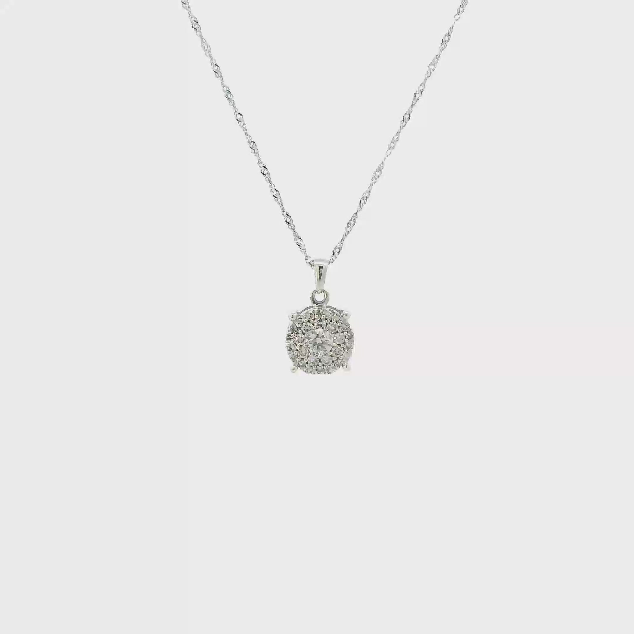 10K White Gold Diamond Pendant & 18