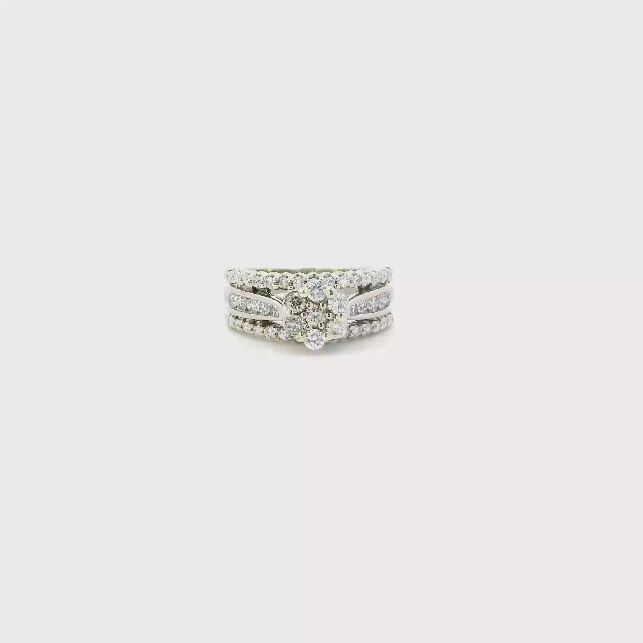 10K White Gold Diamond Womens Ring - 0.94ct