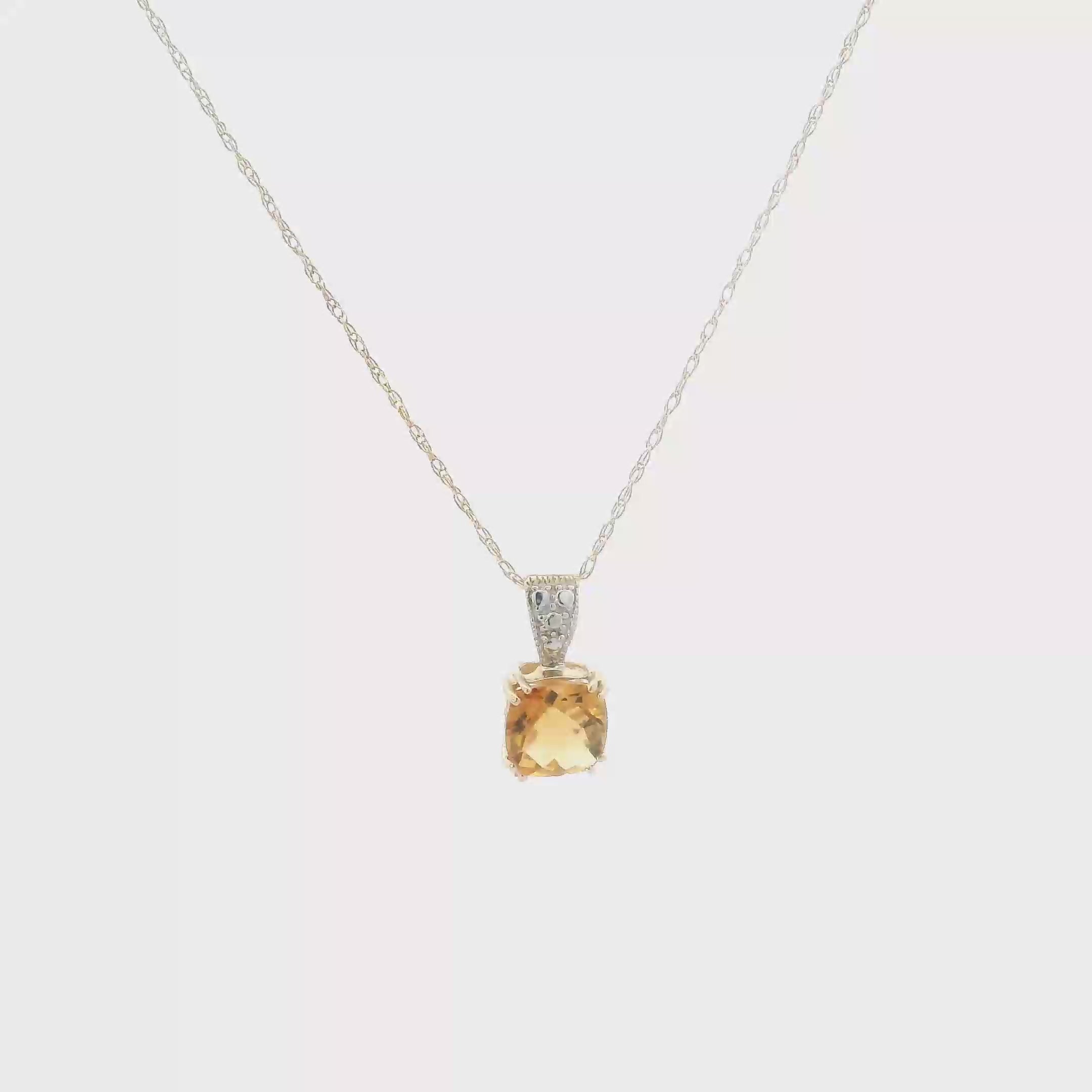 14K Yellow Gold Citrine Pendant & 19