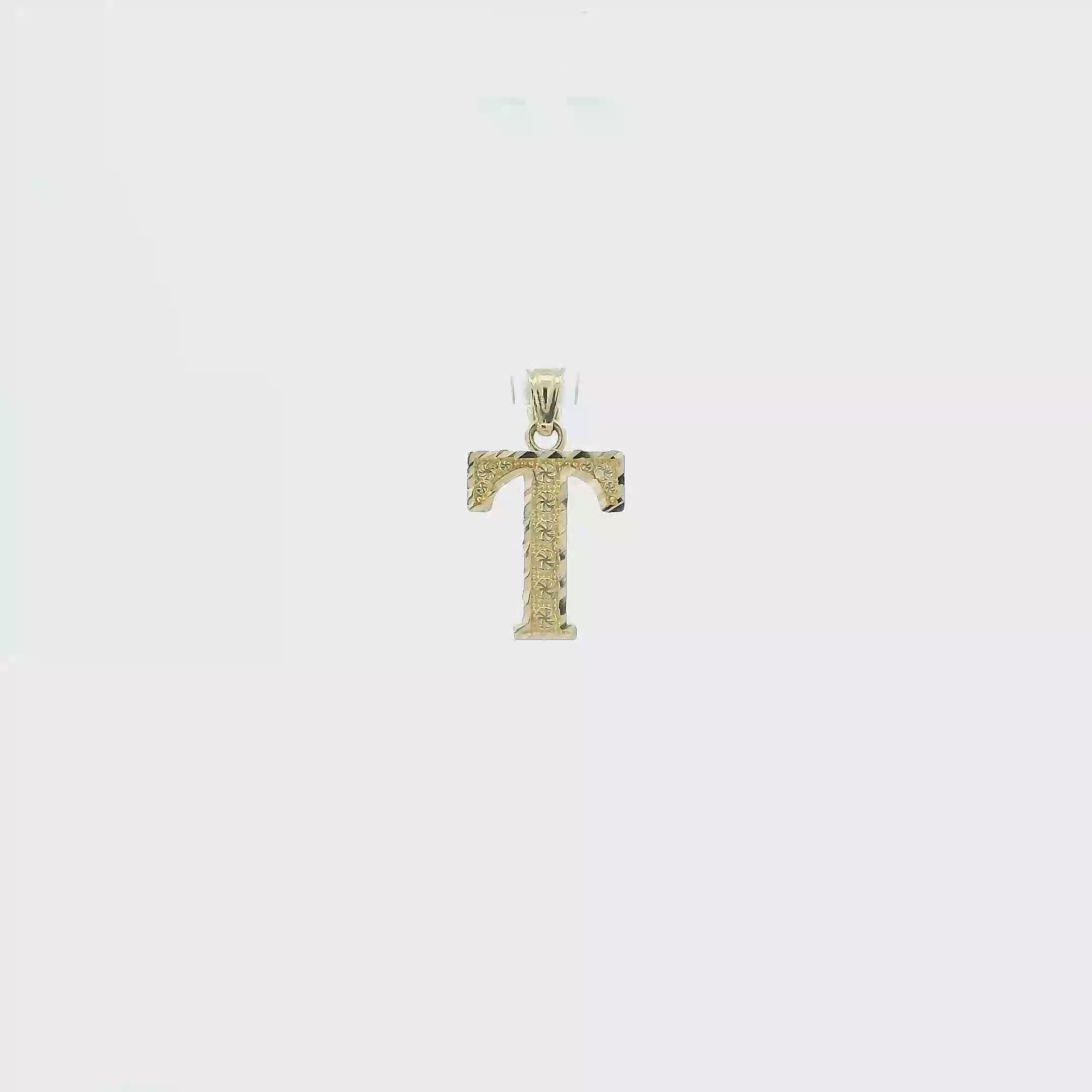 10K Yellow Gold Diamond Cut Letter 