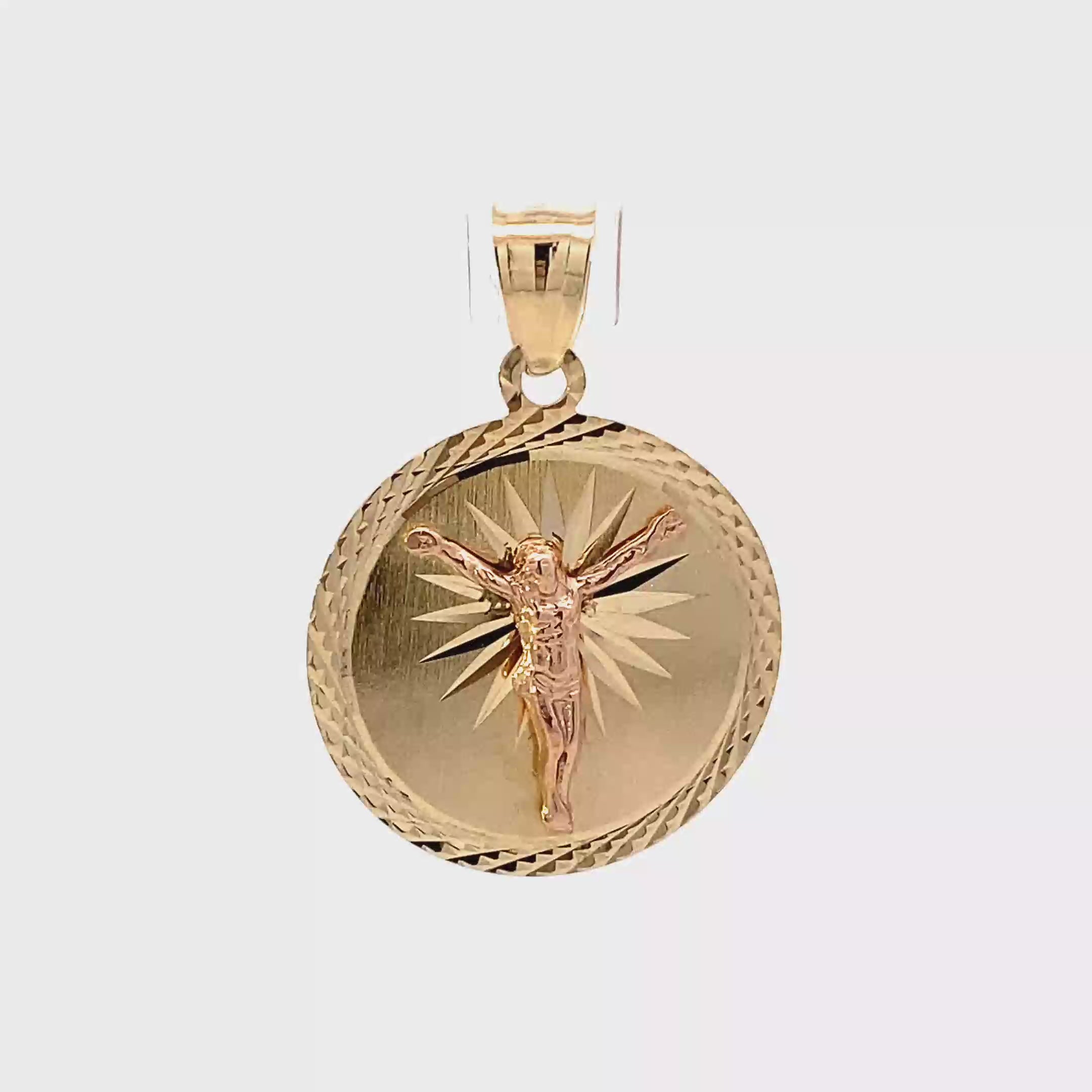 14K Yellow & Rose Gold Religious Pendant