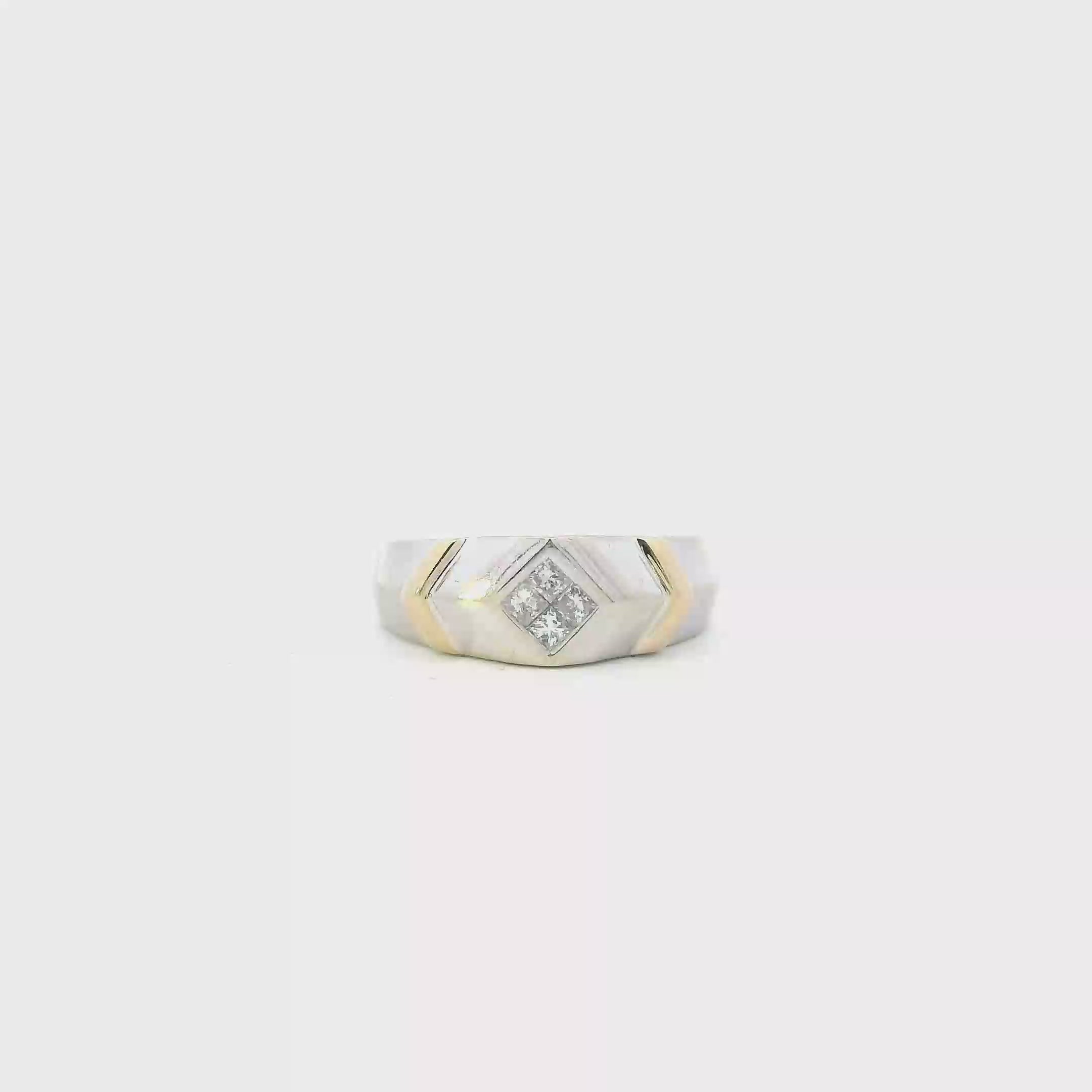 14K White & Yellow Gold Diamond Mens Ring - 0.20ct