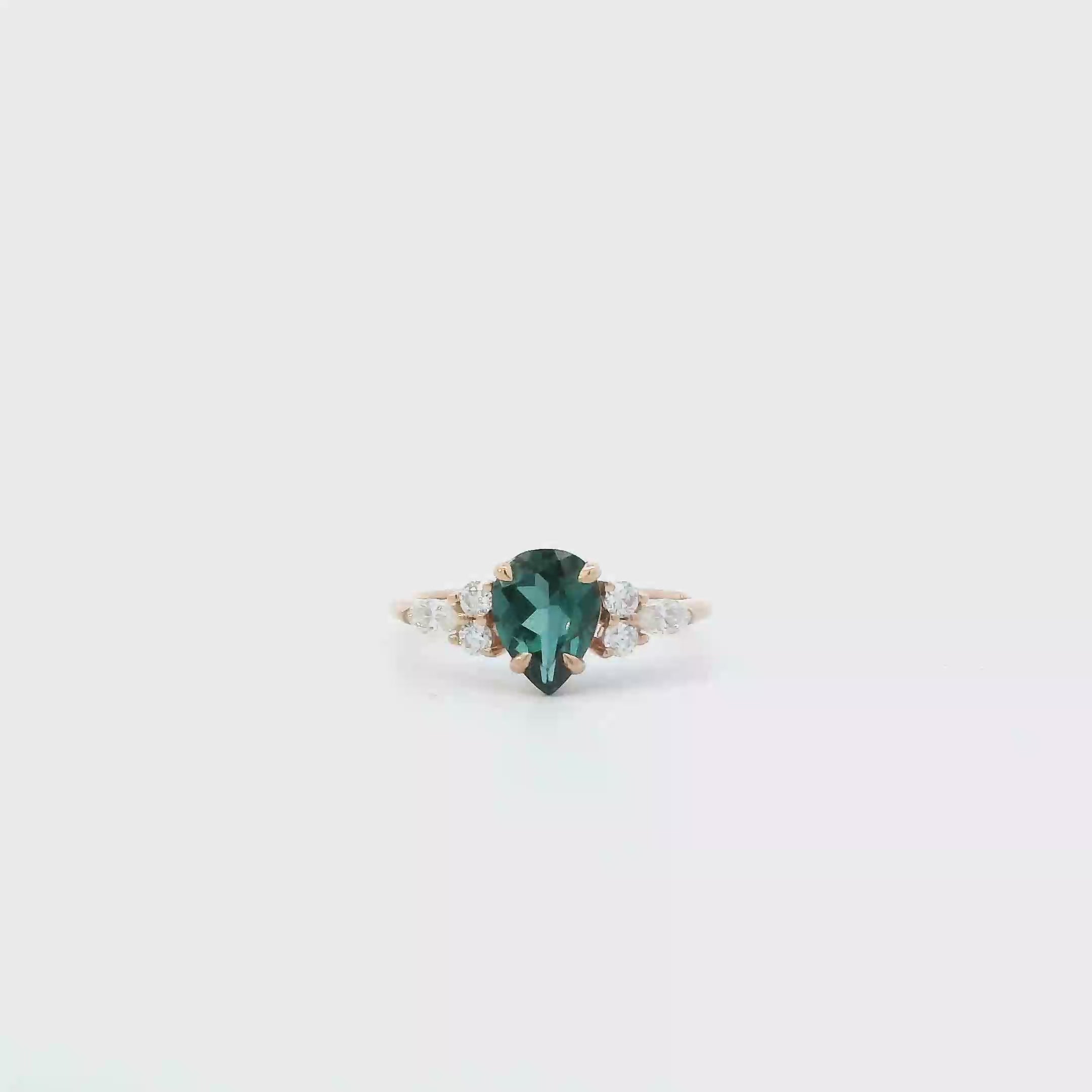 14K Rose Gold Mystic Topaz & Moissanite Women's Ring