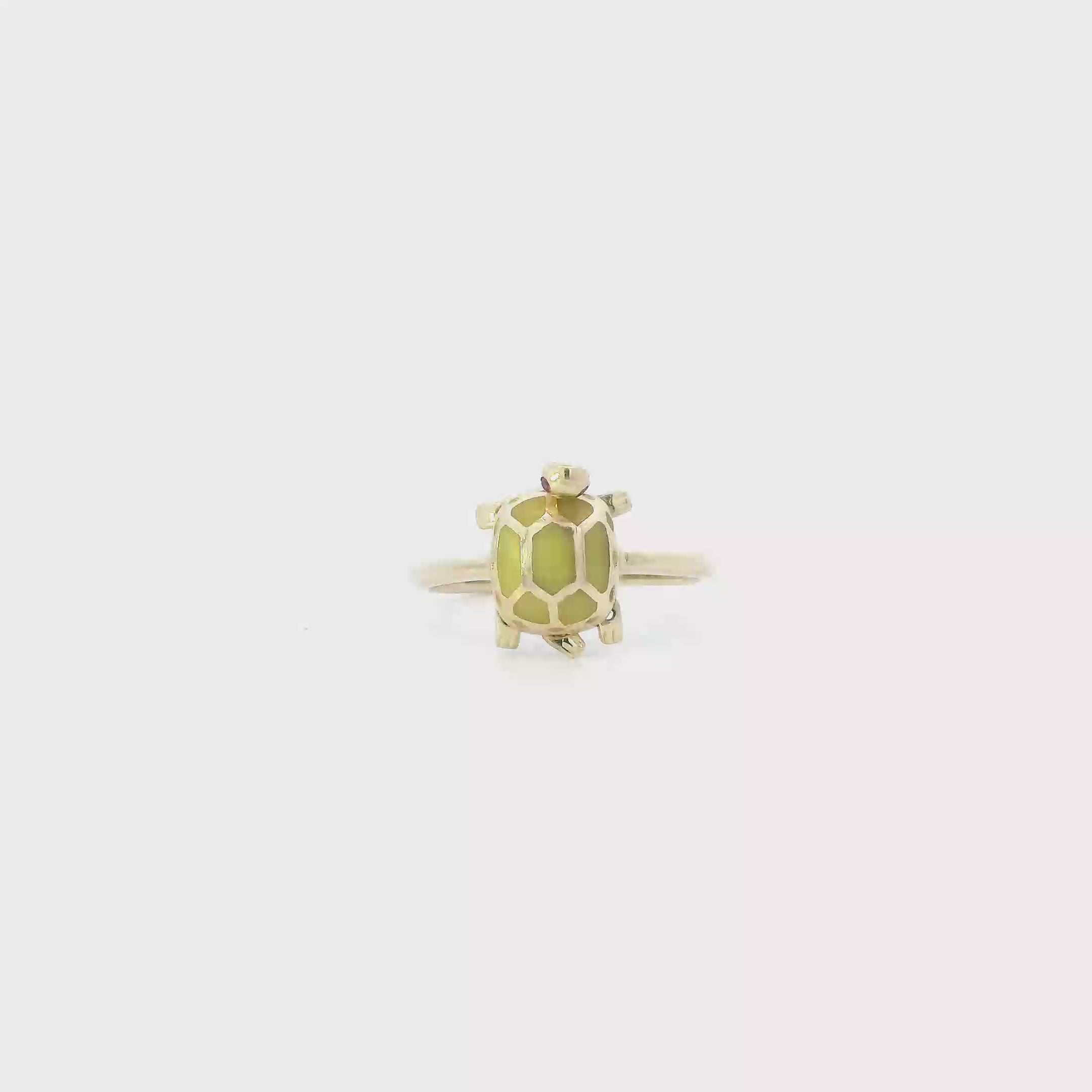 14K Yellow Gold Ruby Turtle Ring