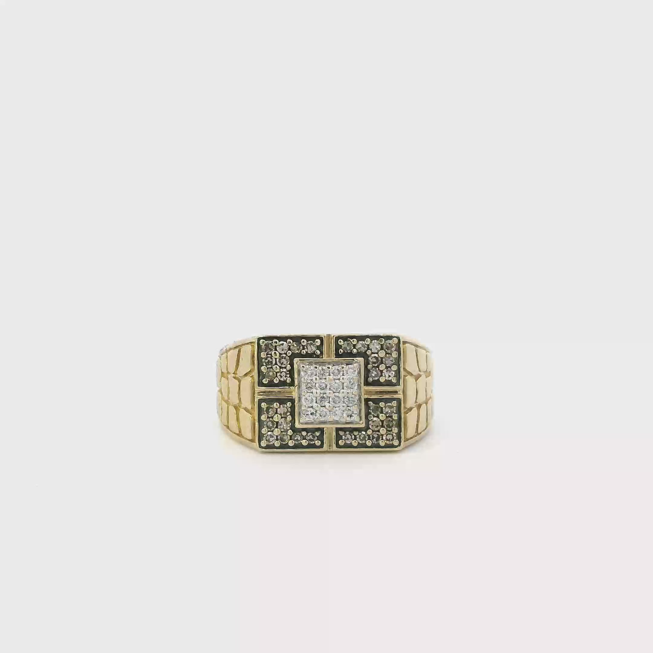 10K Yellow Gold Square Diamond Ring - 0.42ct