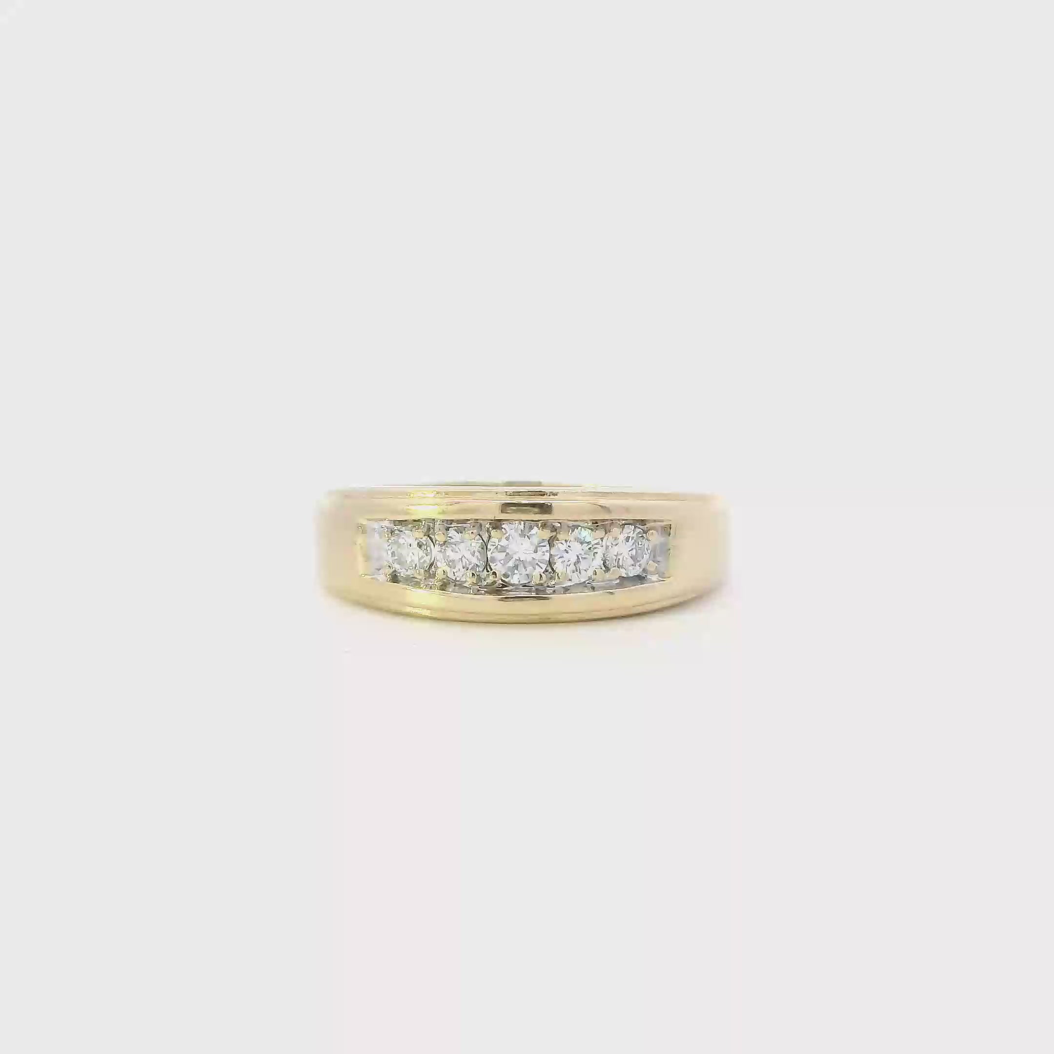 14K Yellow Gold Diamond Mens Band Ring - 0.72ct