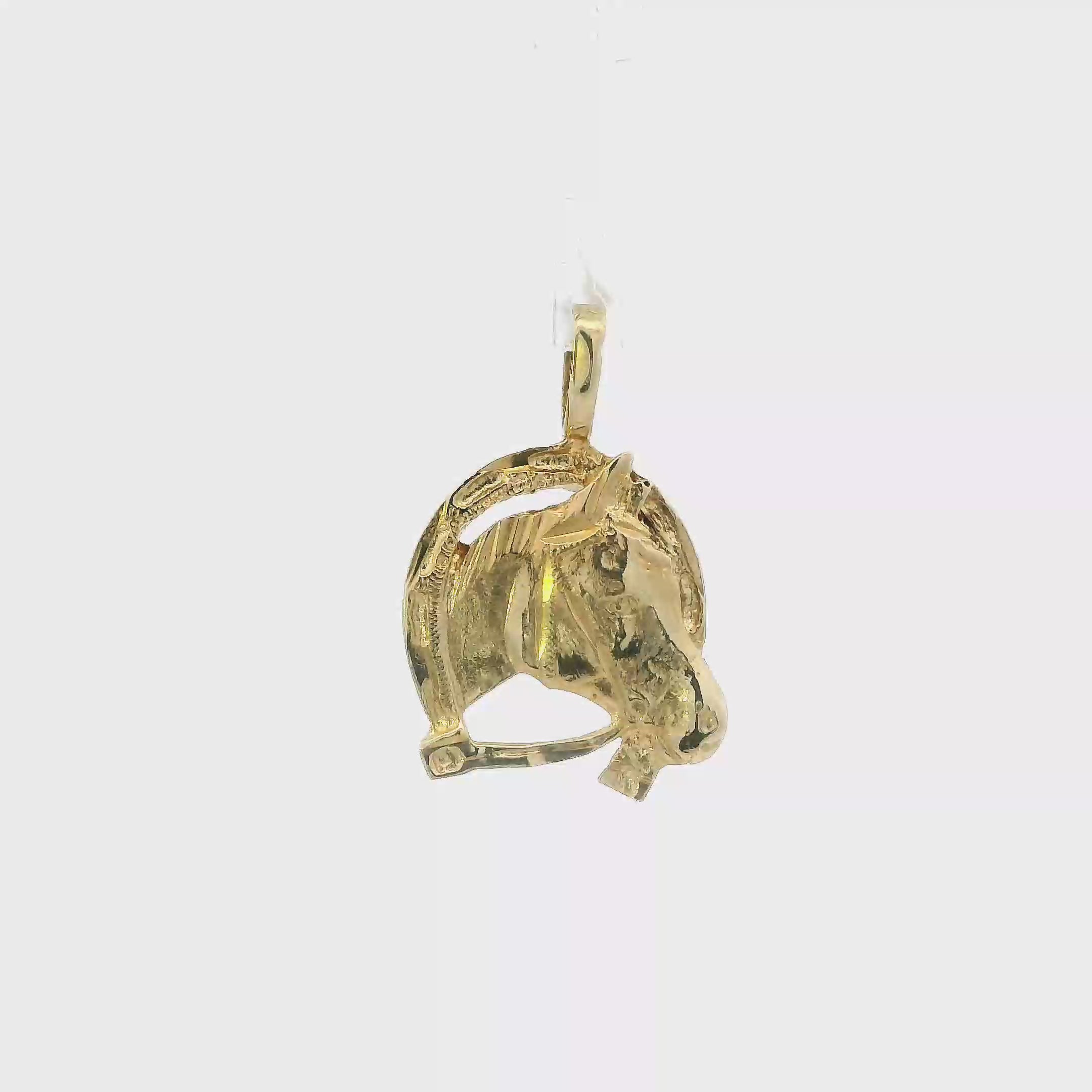 10K Yellow Gold Horse/Horseshoe Pendant