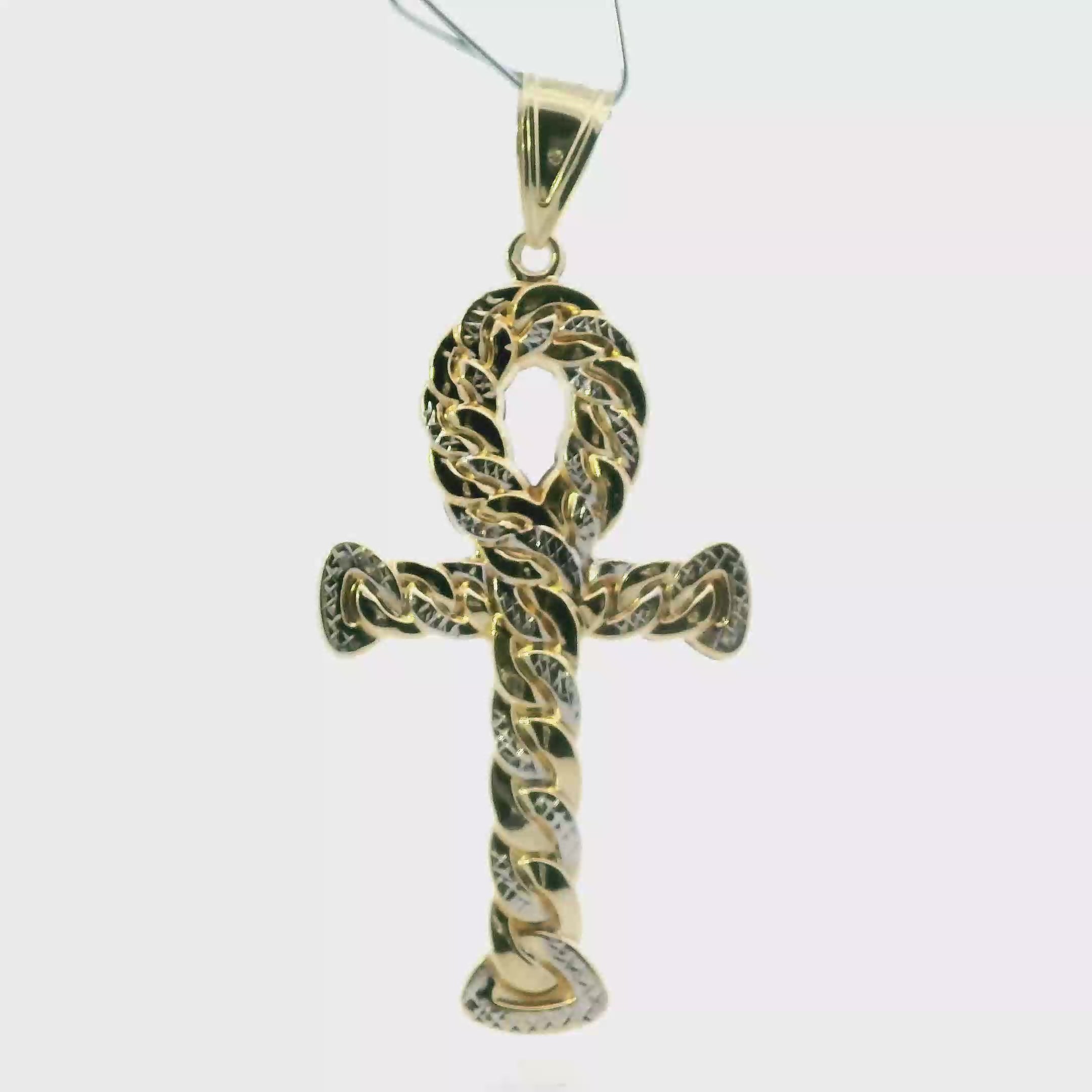 10K Yellow Gold Curb Ankh Pendant