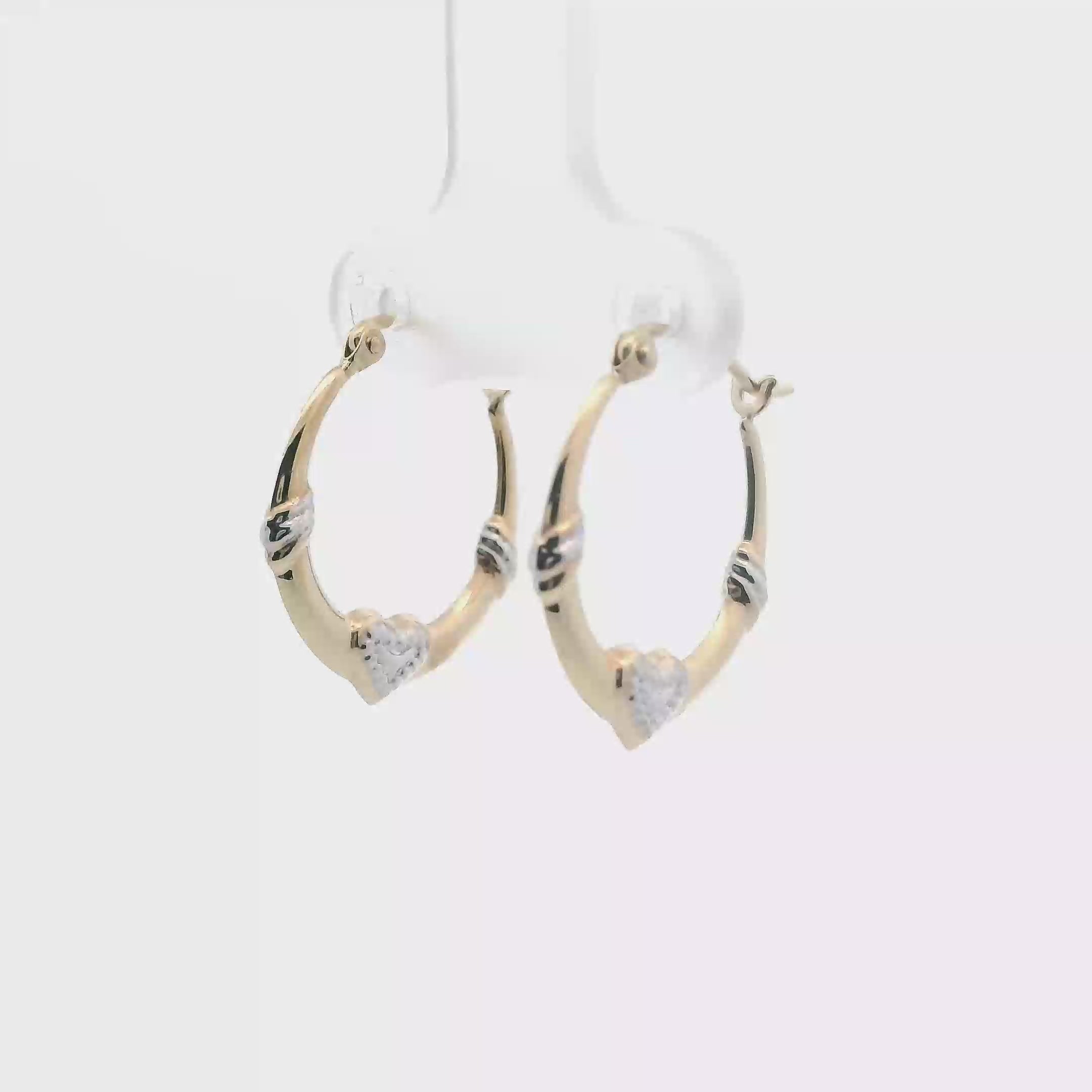 10K Yellow Gold Hollow Heart Hoop Earrings