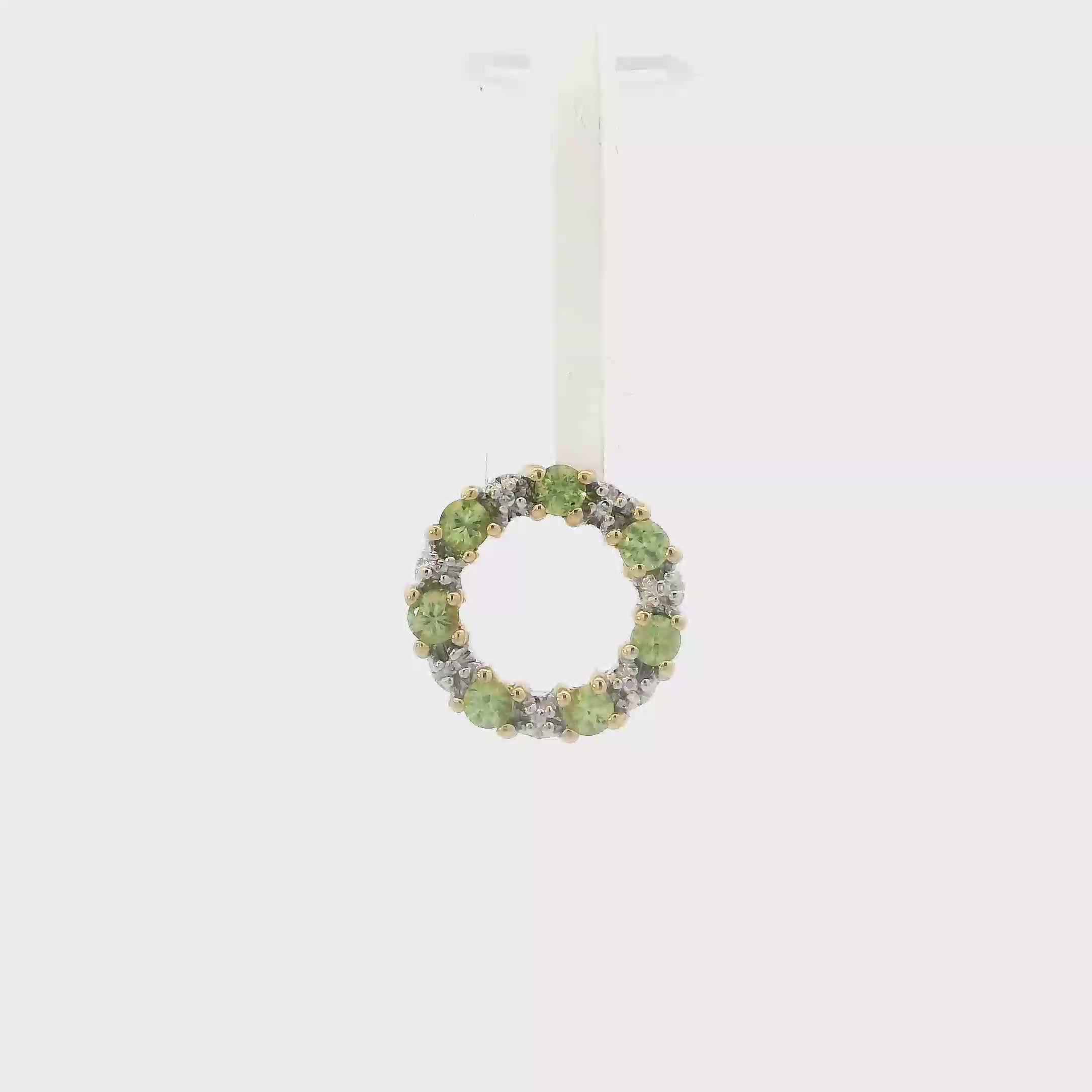10K Yellow Gold Peridot & Diamond Pendant - 0.01ct