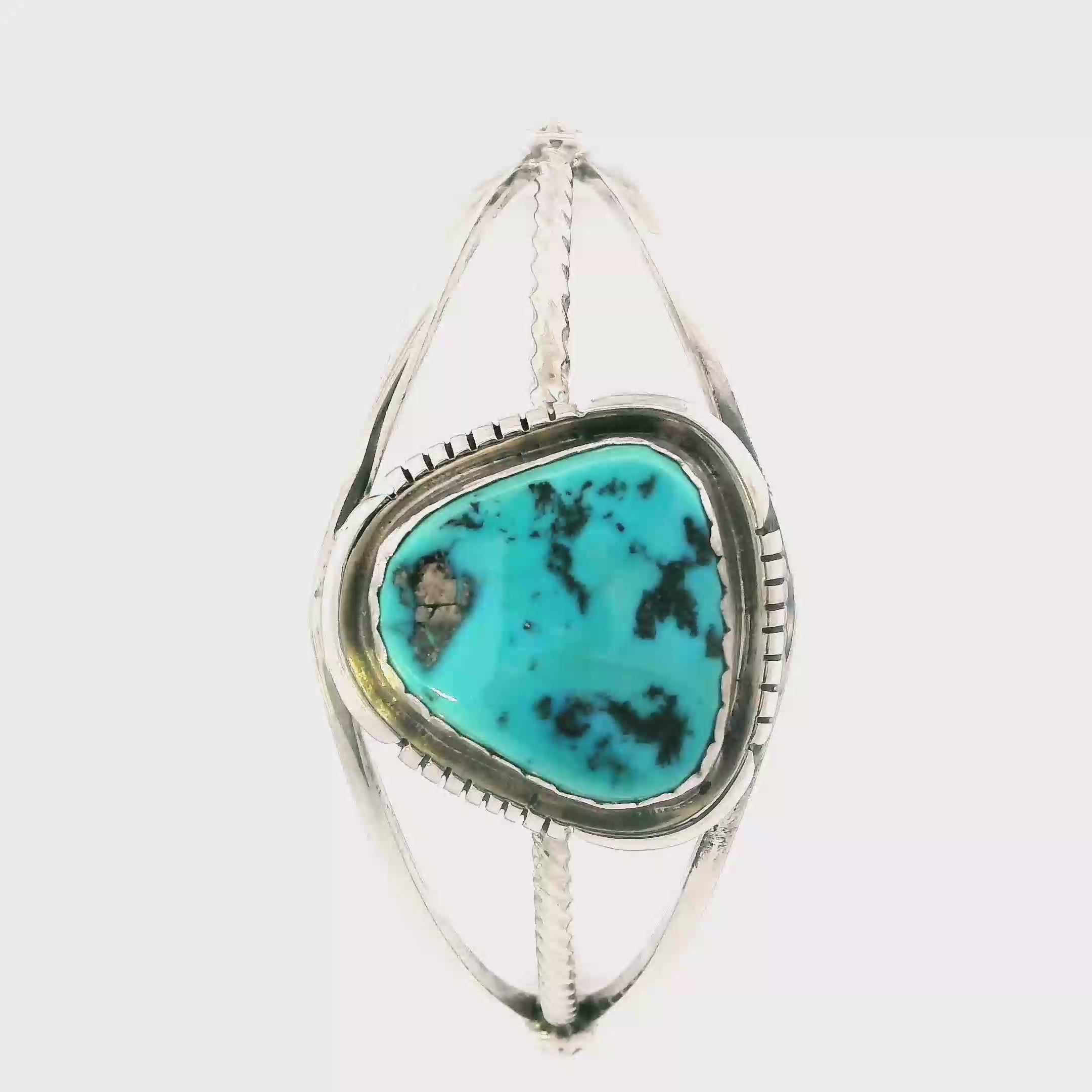 Sterling Silver Triangle Turquoise Bracelet Signed D. Gon