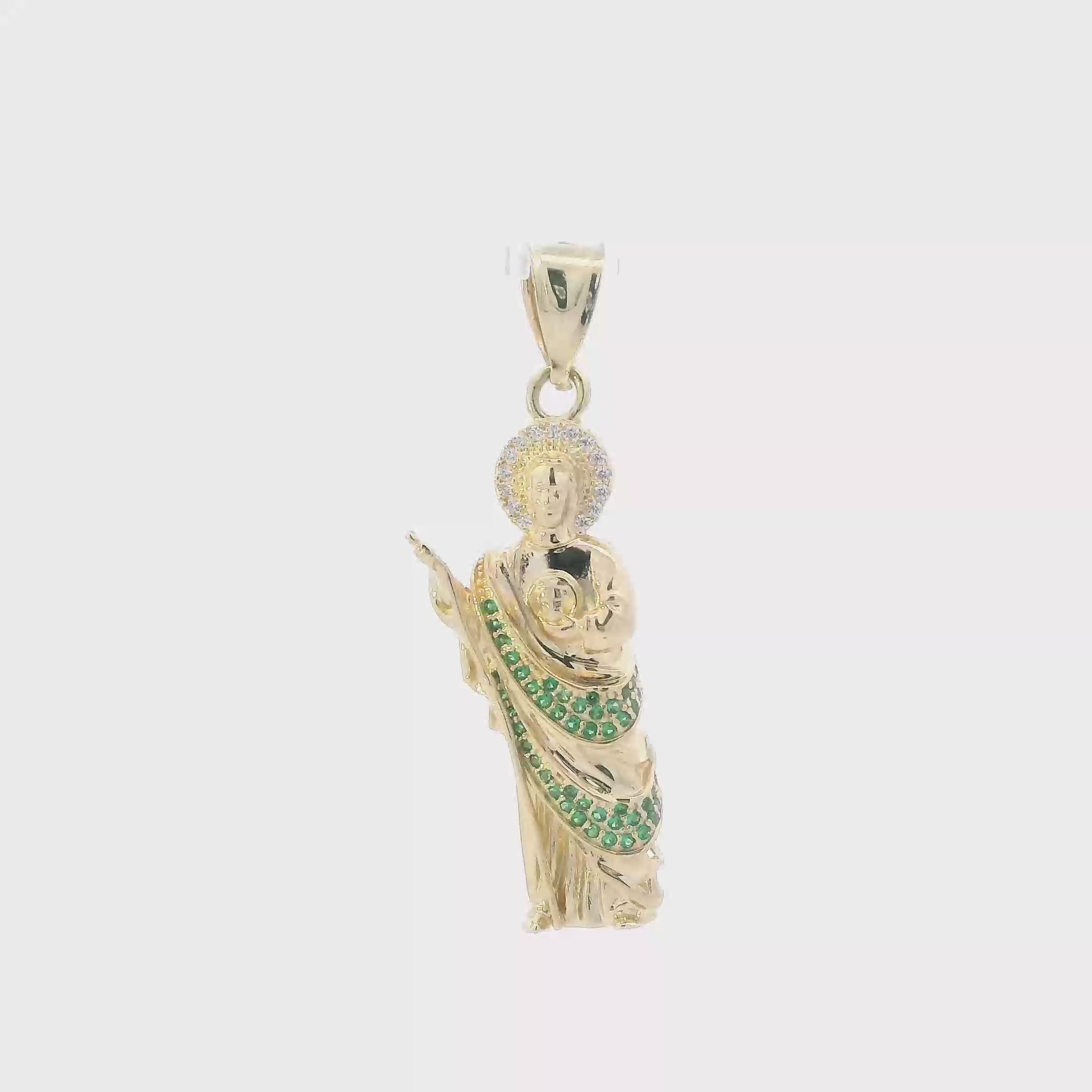 14K Yellow Gold Religious Saint Jude Pendant