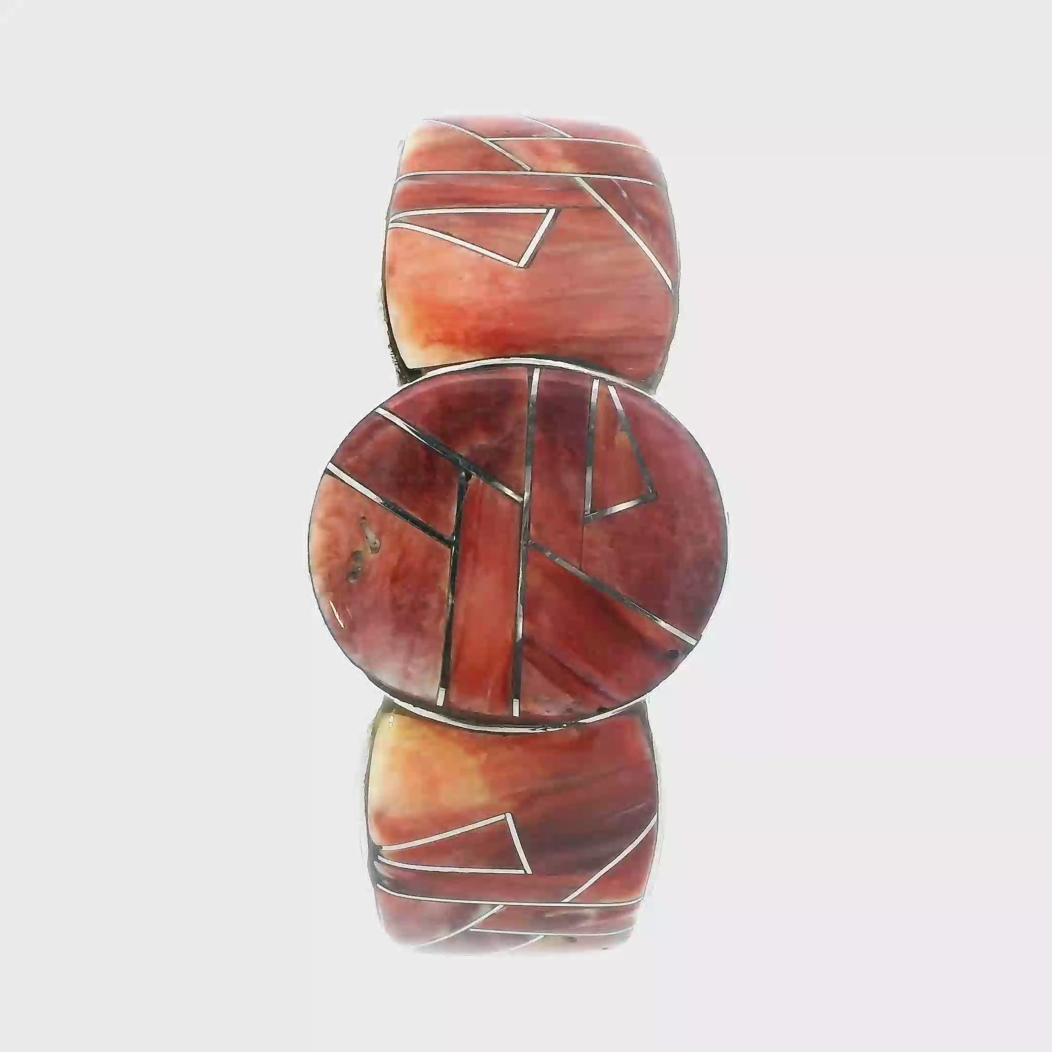 Sterling Silver Spiny Oyster Inlay Cuff Bracelet