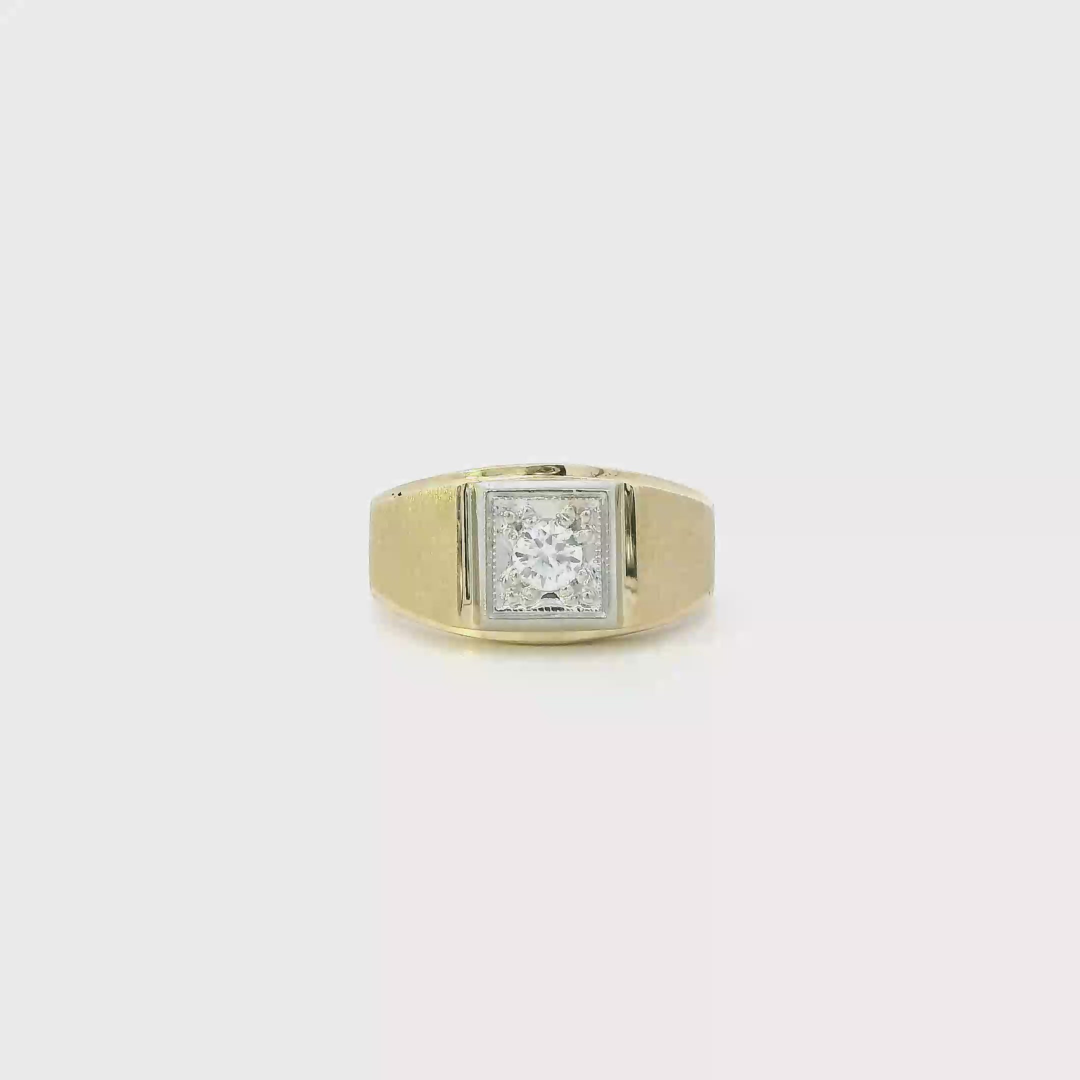 14K Yellow & White Gold Diamond Mens Ring - 0.28ct