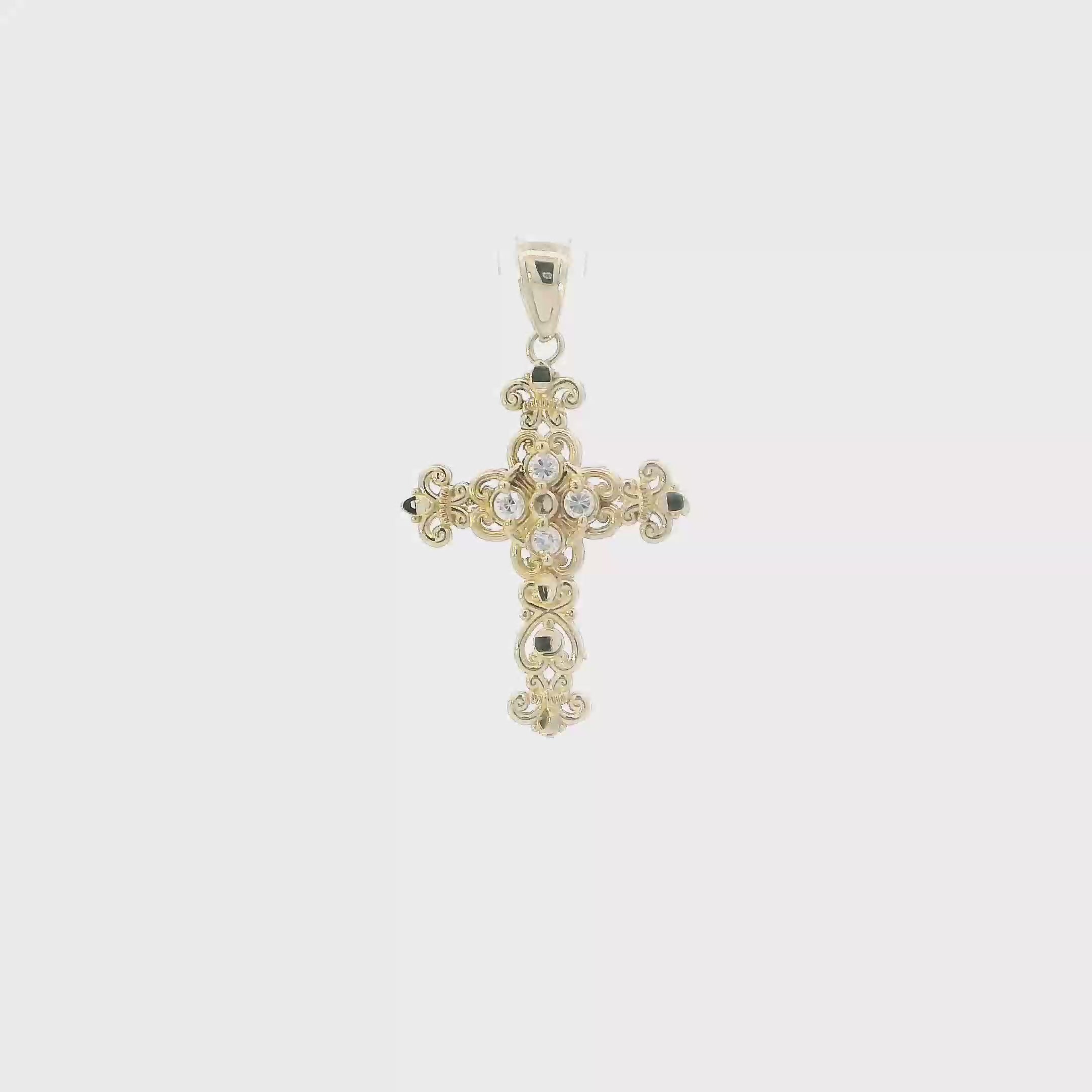 14K Yellow Gold Filigree Cross Pendant